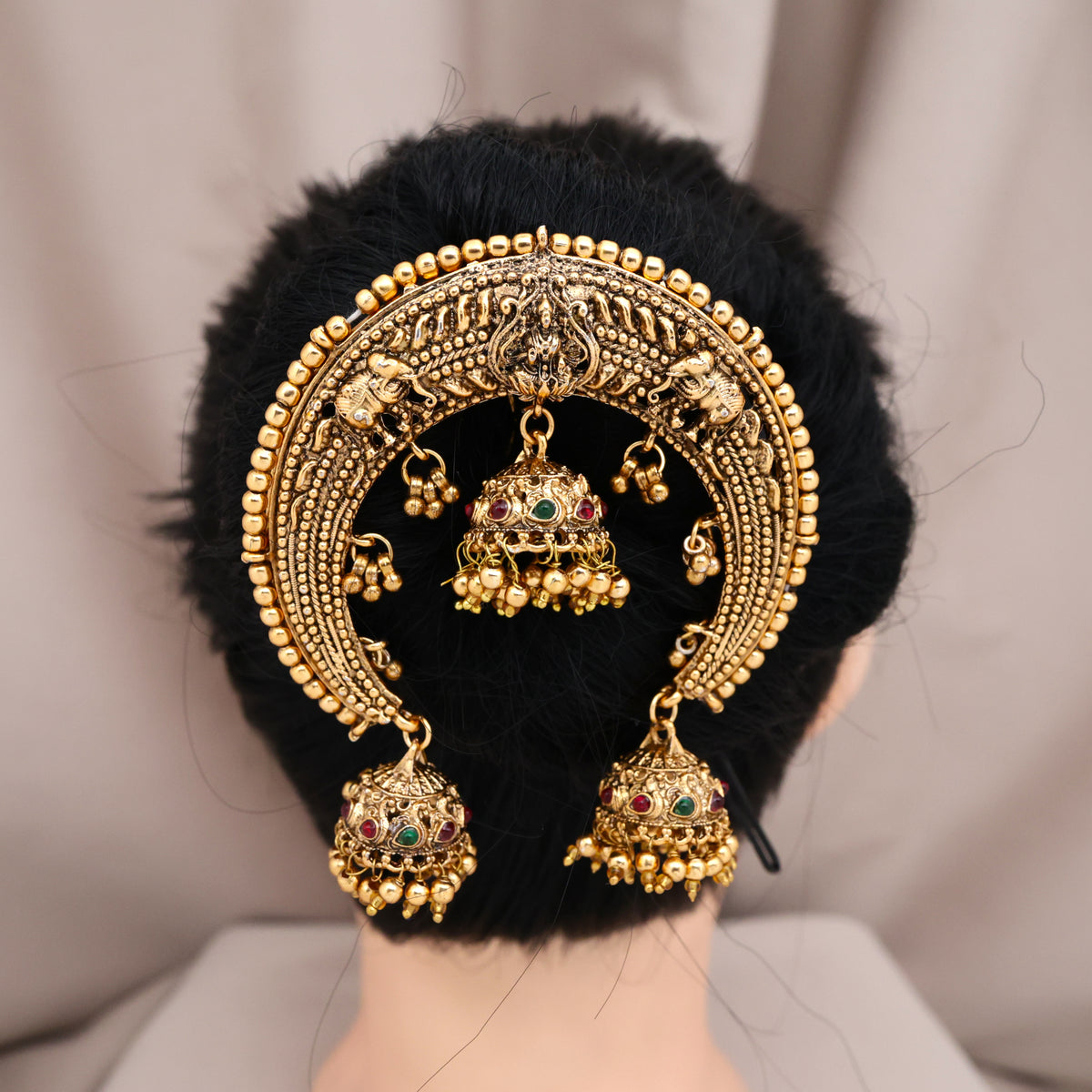 Antique Nagas Budget Friendly Jhumkas Lakshmi Arch Choti