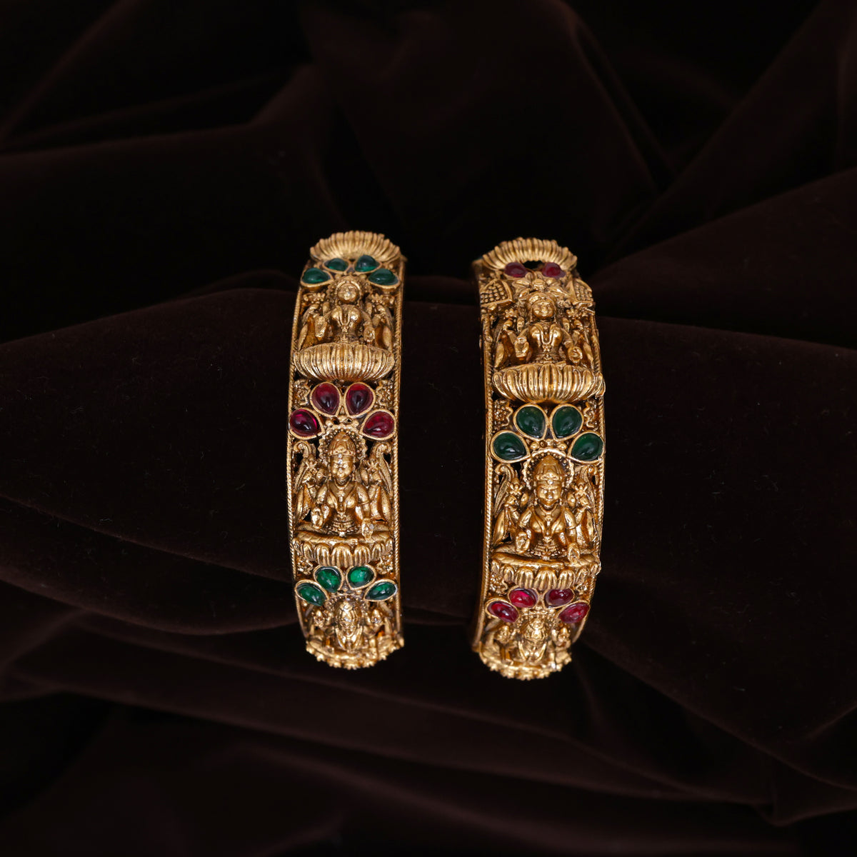 Antique Matte Kemp Flower Budget Bangles