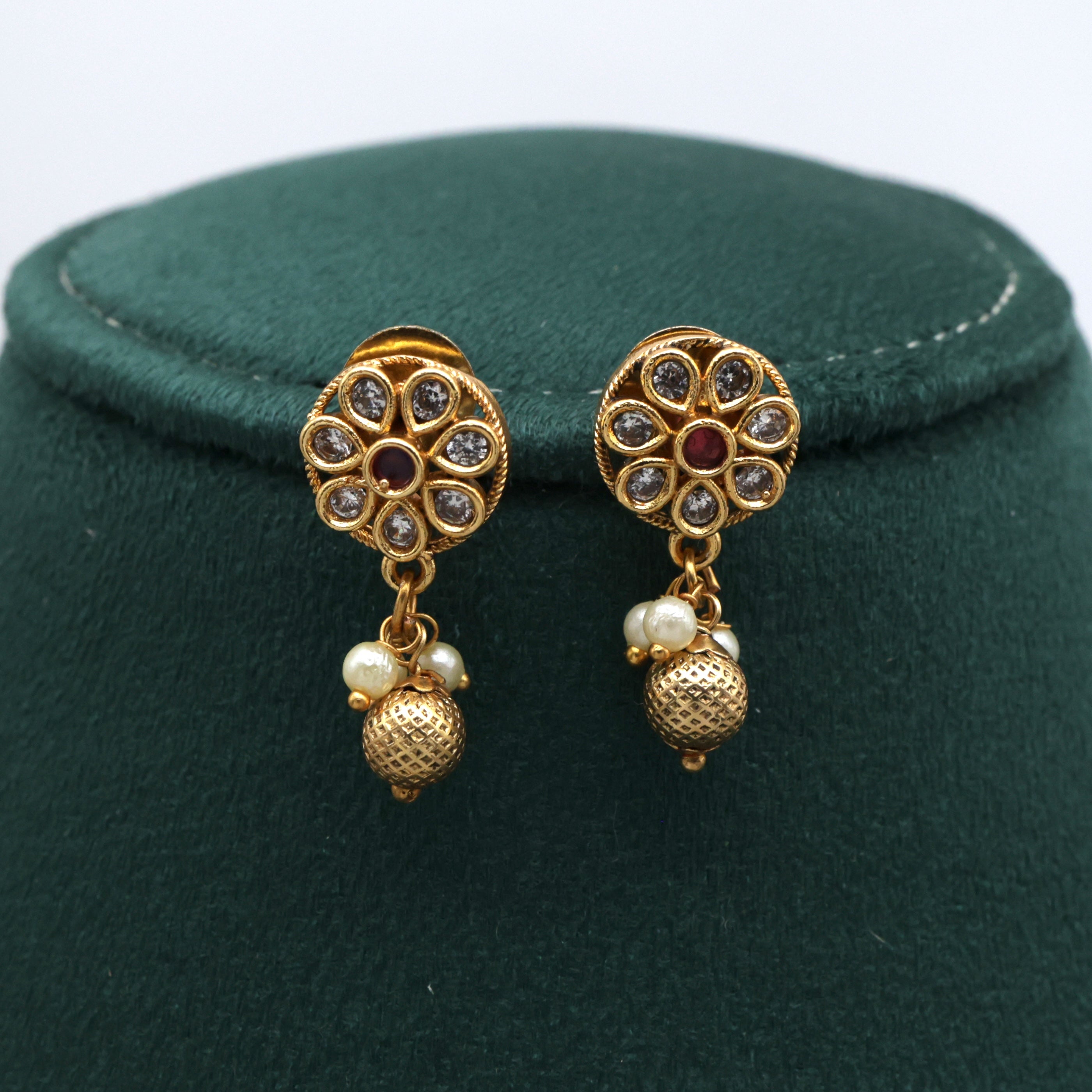 Lotus Annam Kemp Pendant Ghungroo Mani Mala Set