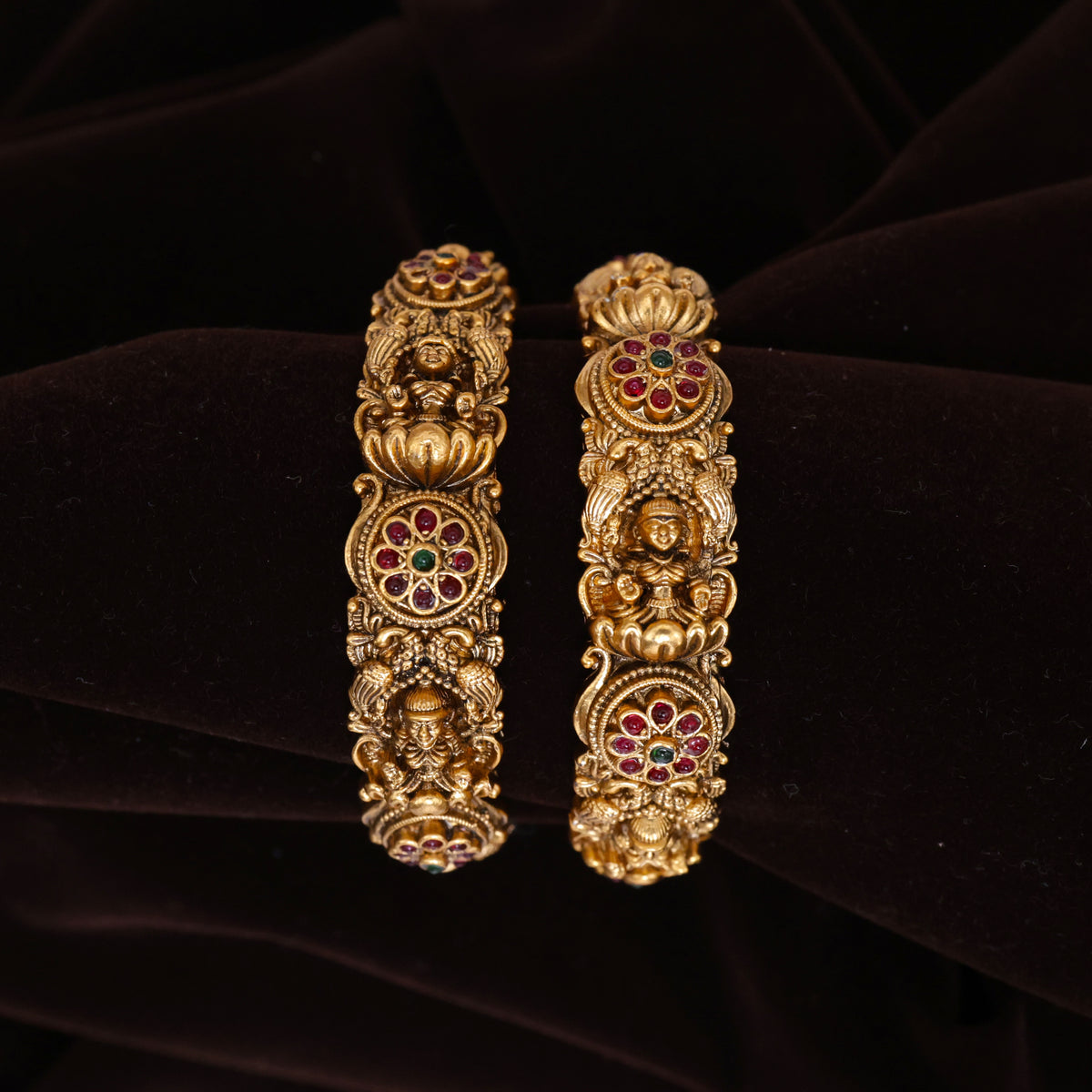 Antique Matte Nagas Budget Lakshmi Flower Bangles