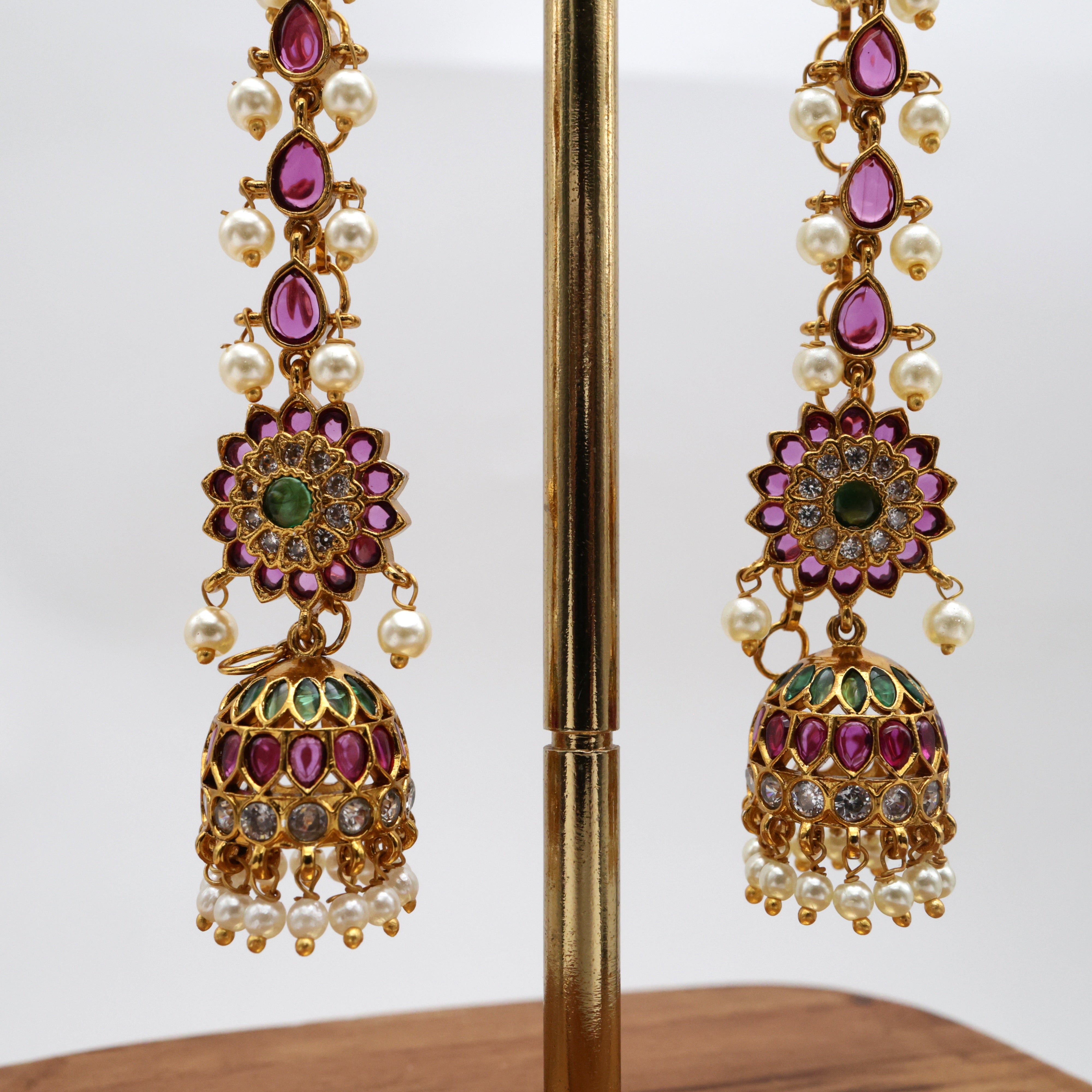 Premium Kemp Flower Chakri Maatal Bridal Jhumkas