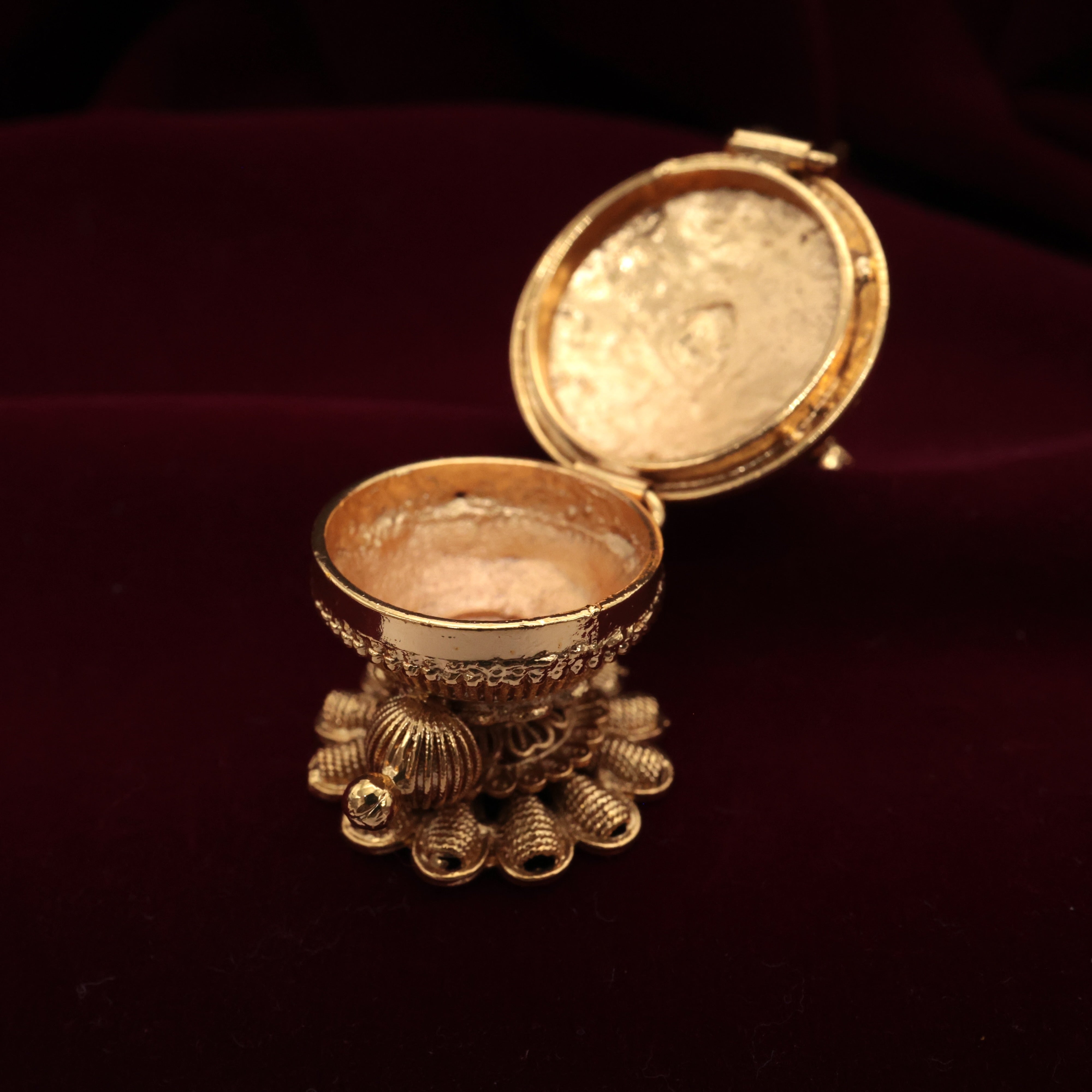 Antique Gold Small Kalash Kumkum Box - Sindoor Dabbi