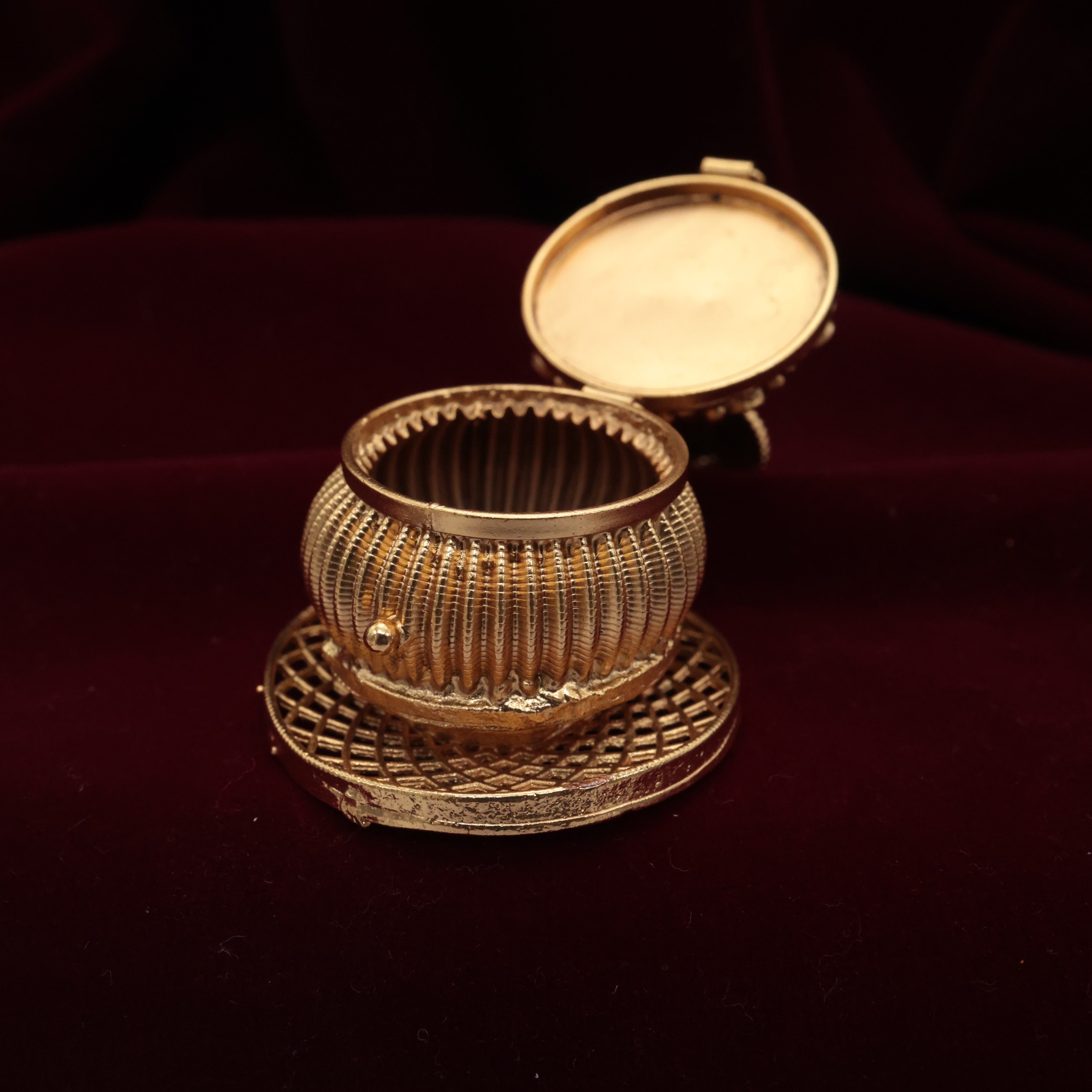 Antique Gold Mayuri Lakshmi Kumkum Box - Sindoor Dabbi