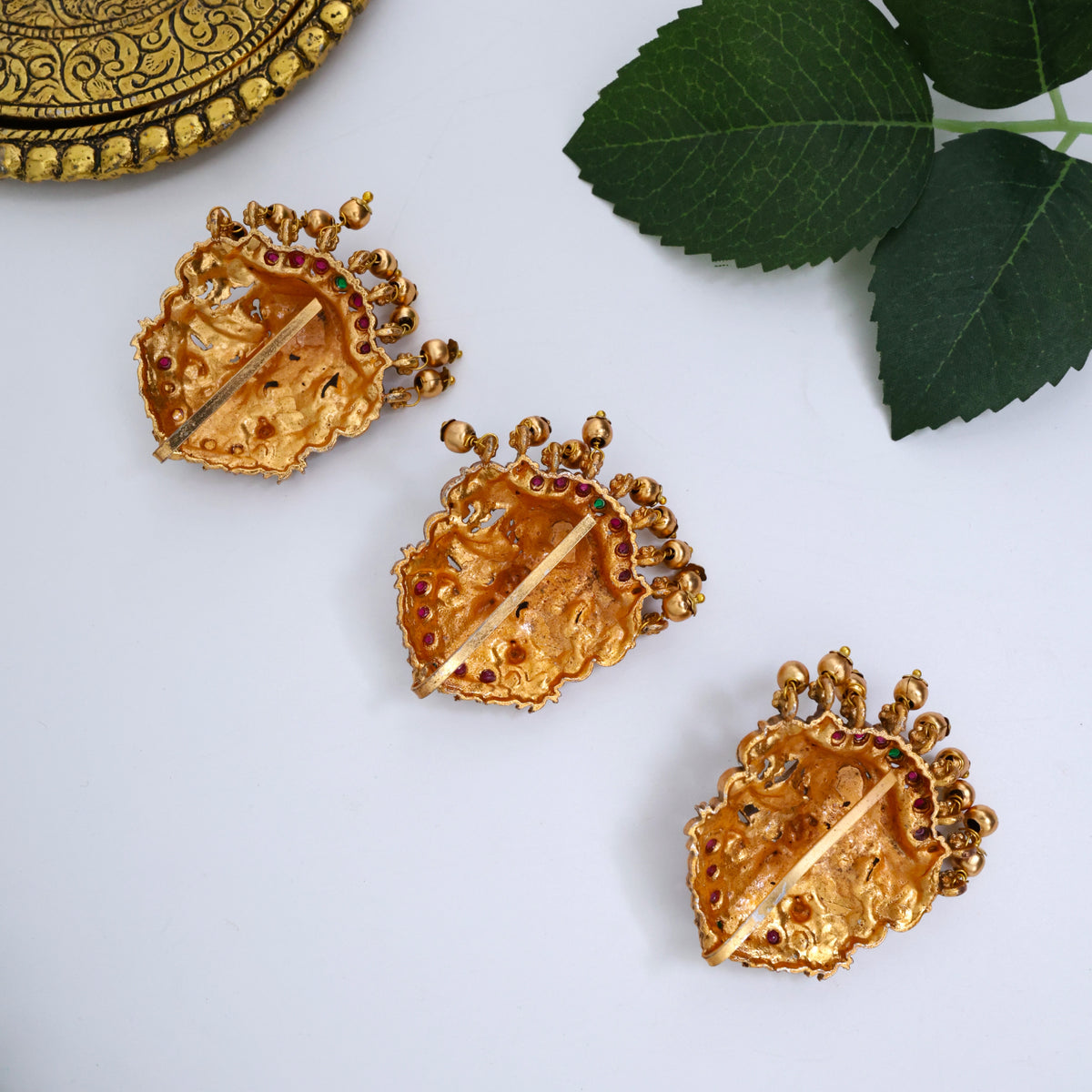Antique Matte Mahalakshmi Devi Set of 9 Budget Friendly Single Piece Bridal Jada Billa/Choti Set