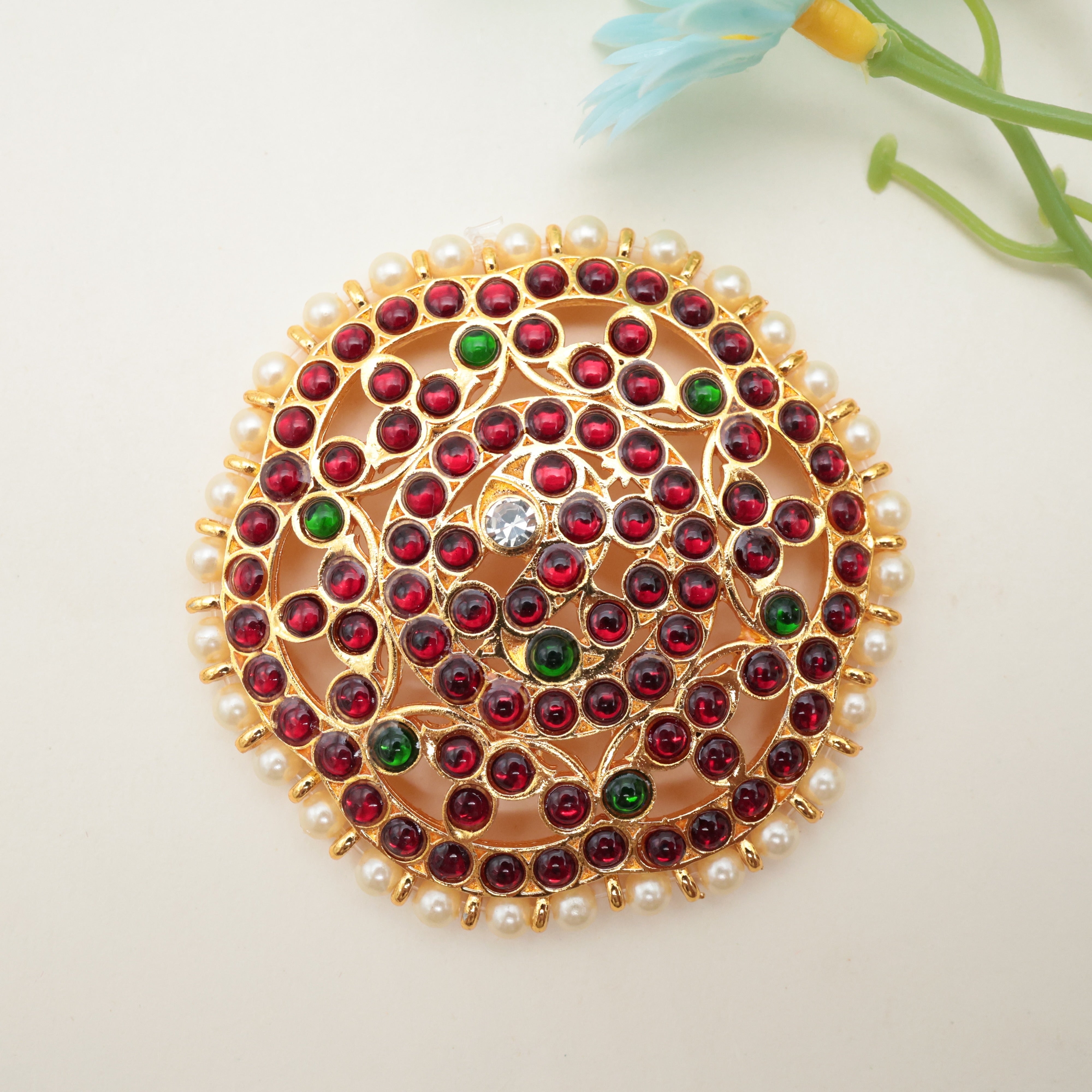 TRADITIONAL KEMP MOR FLOWER RAKODI - TRADITIONAL BRIDAL / DANCE HAIR BUN ACCESSORY