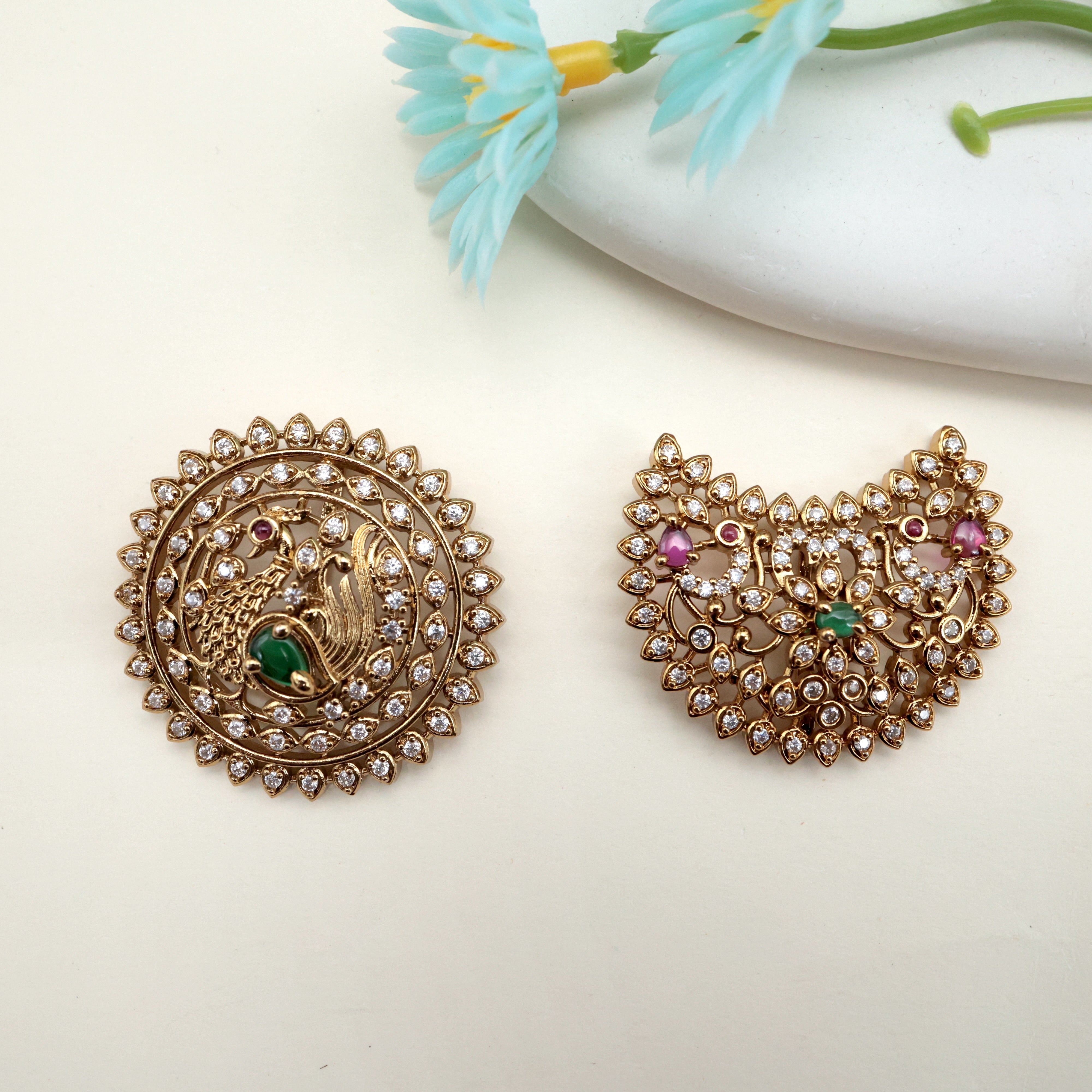 Antique AD Mayuri Sun Moon Jada Billais - Suryan Chandran Bridal Hair Accessories