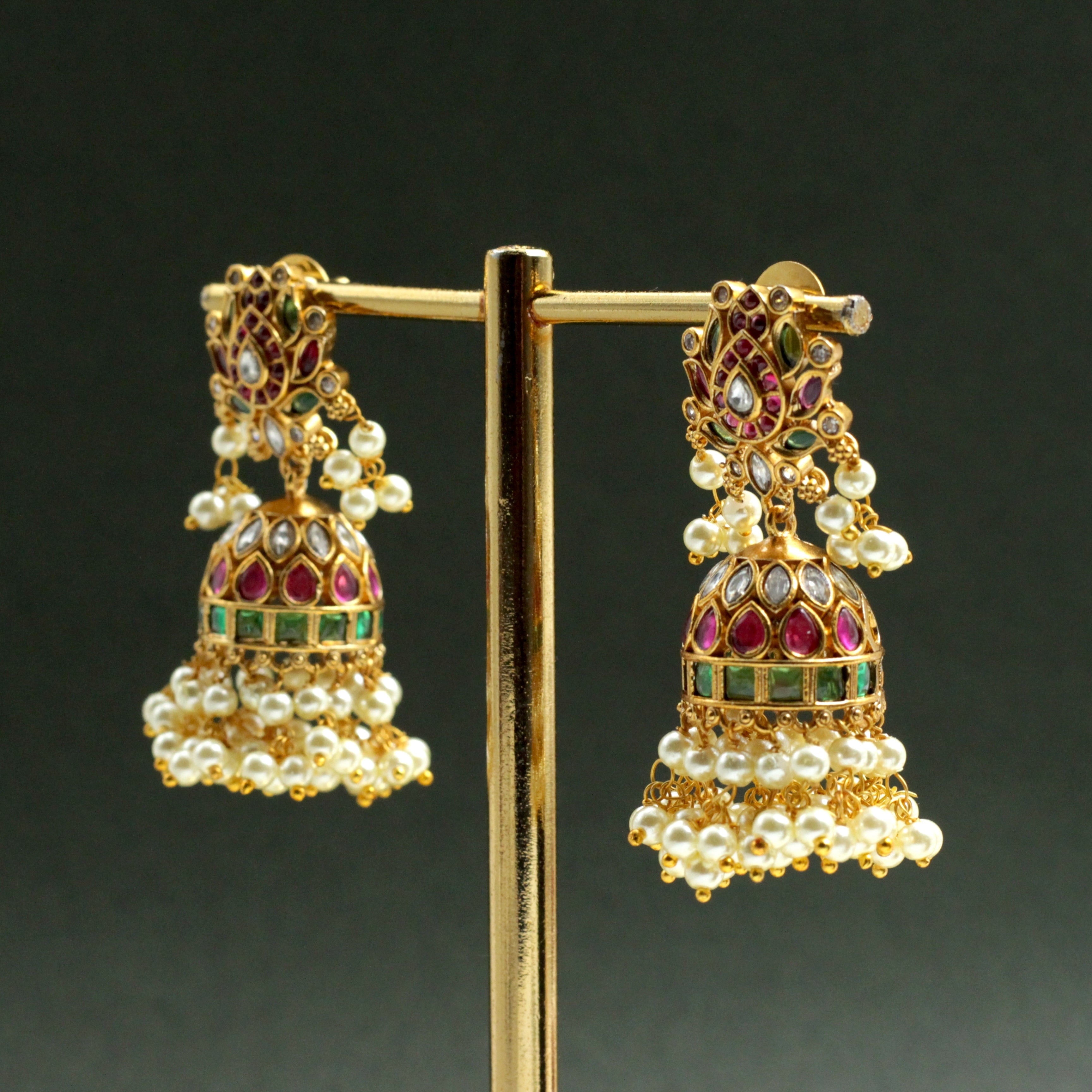 Premium Kemp AD Lotus Bridal Jhumkas