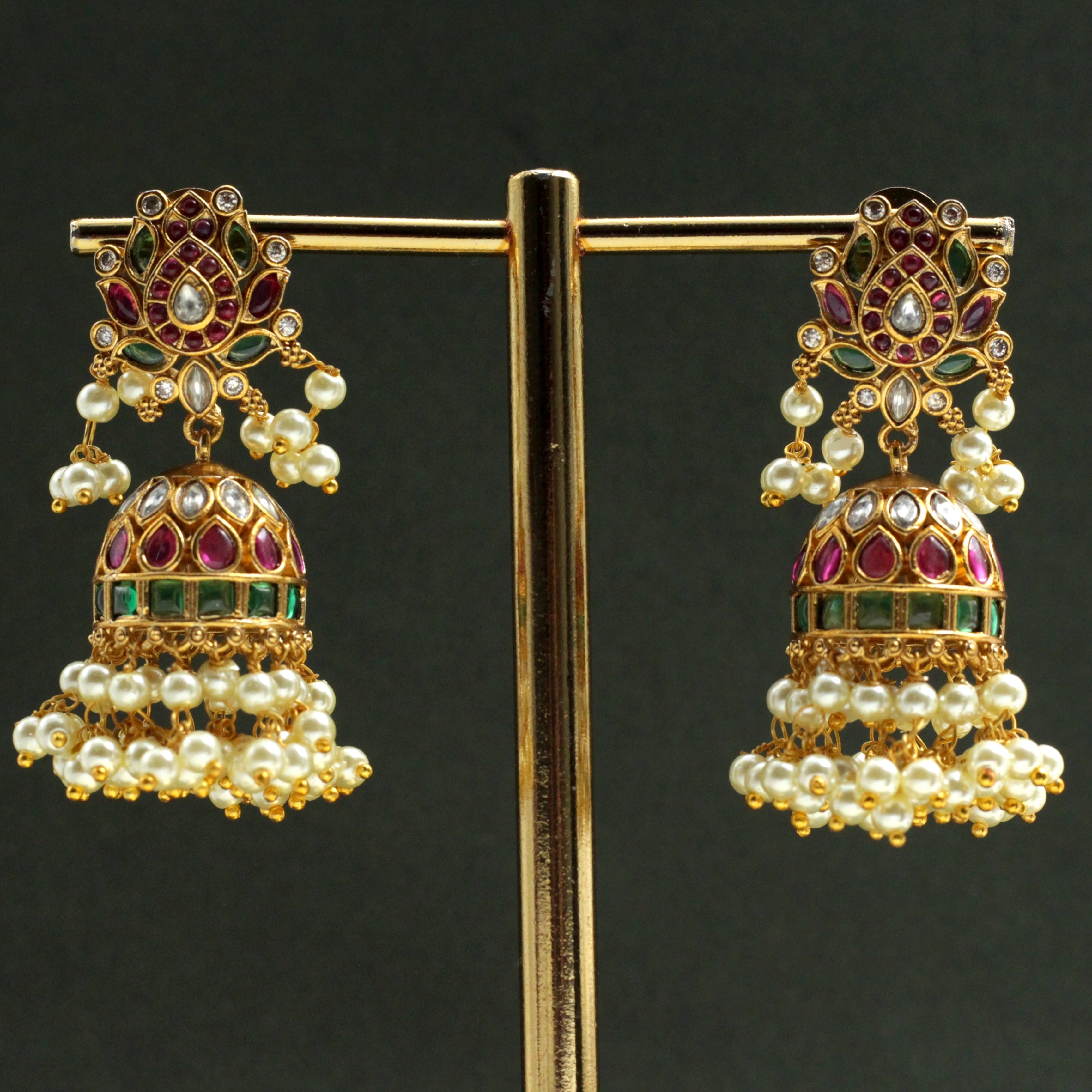 Premium Kemp AD Lotus Bridal Jhumkas