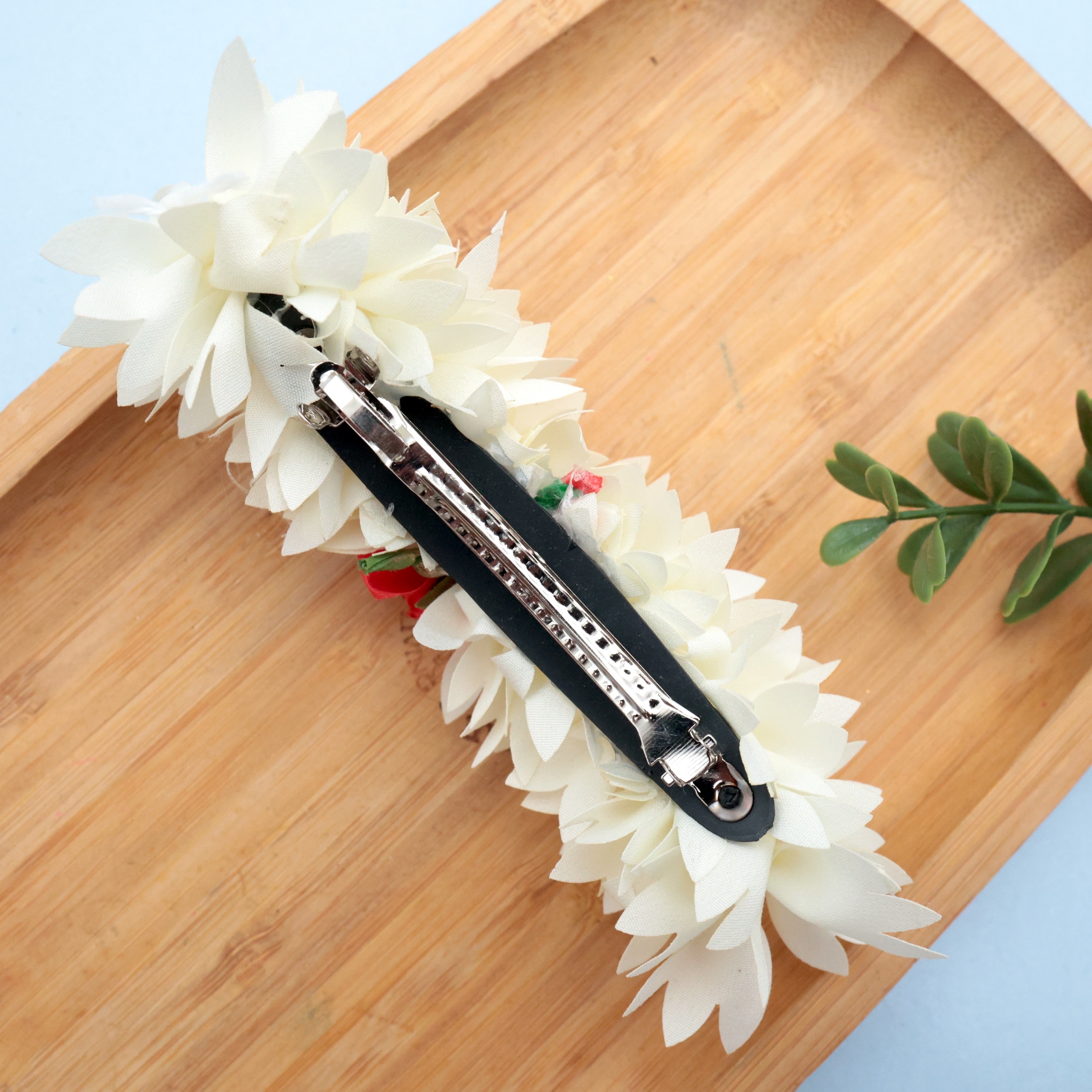 Handmade Pichi Poo Big Size French Barrette Hair Clip For Women - Pichi with Rose