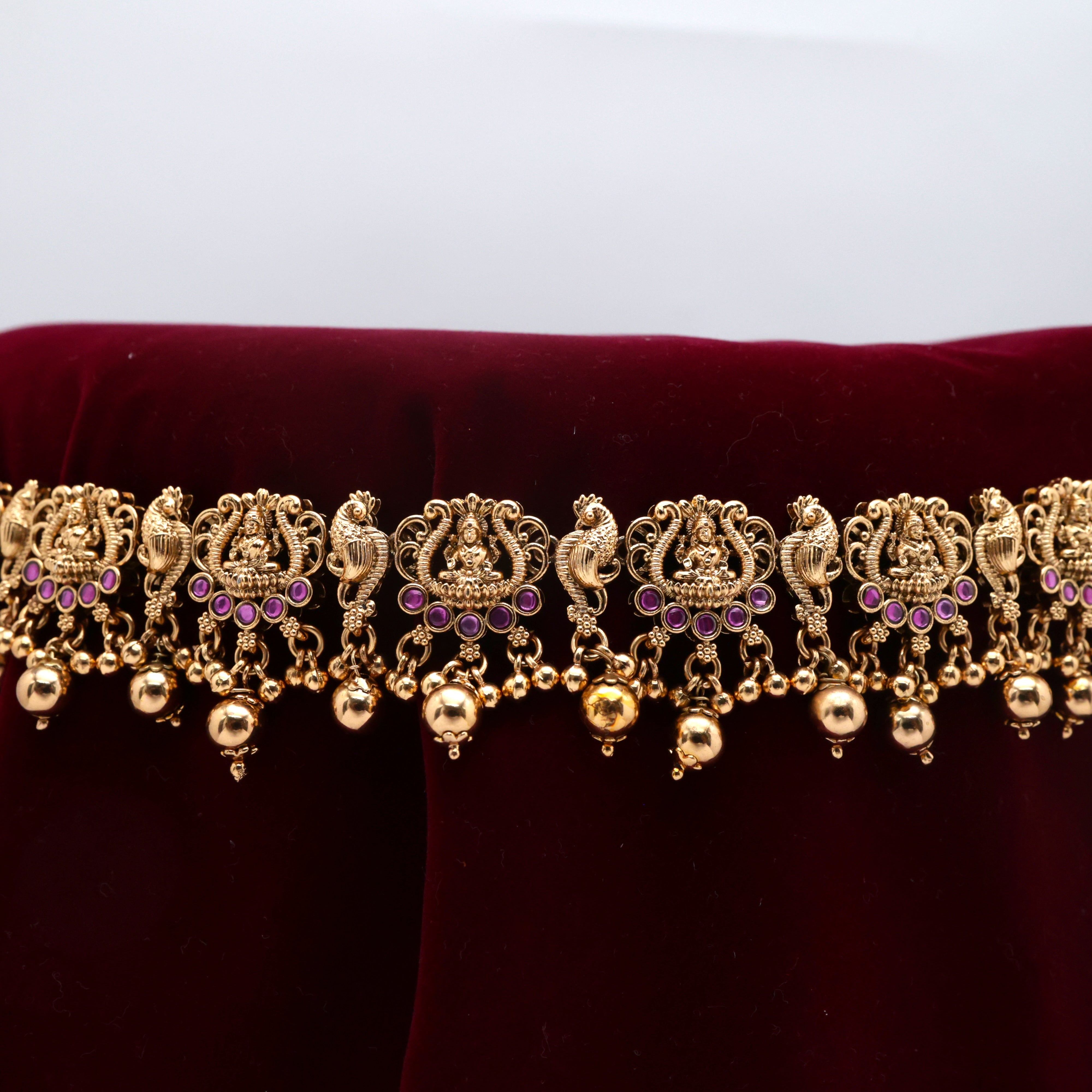 Gold Look Antique Mayur Lakshmi Kemp Bridal Hip Chain