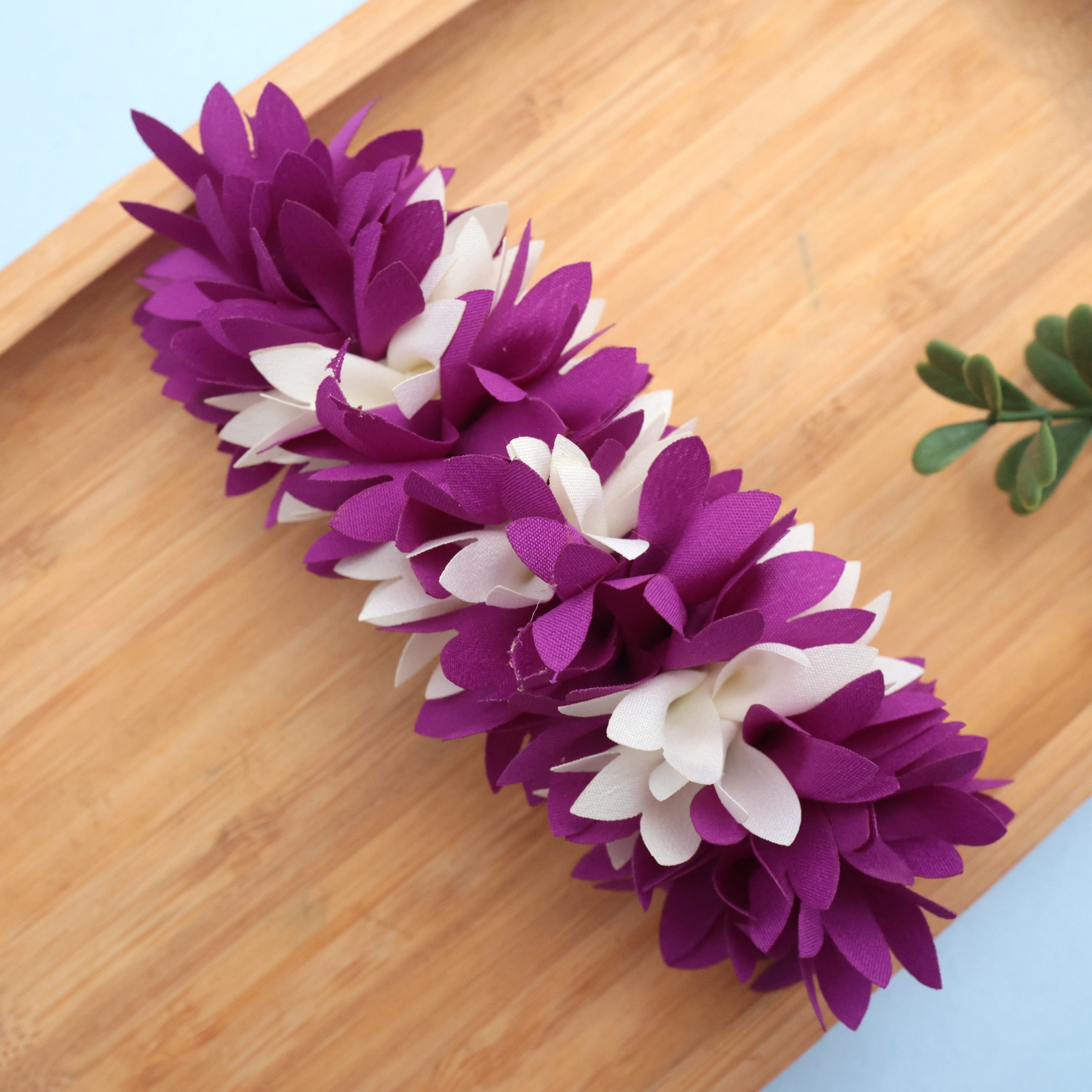 Handmade Pichi Poo Big Size French Barrette Hair Clip For Women - Purple & White