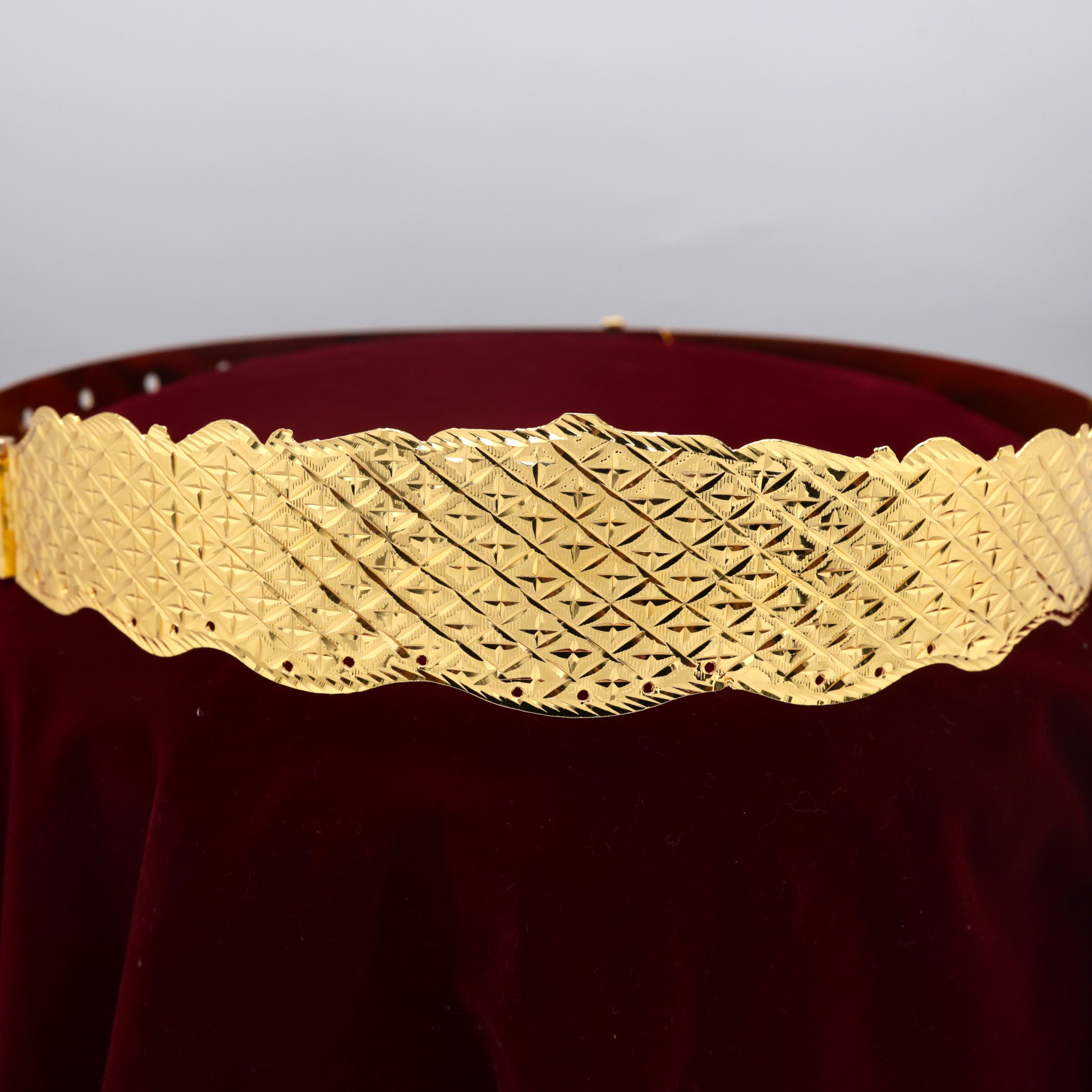 Real Gold Look Cross Cut Adjustable Bridal Hip Belt