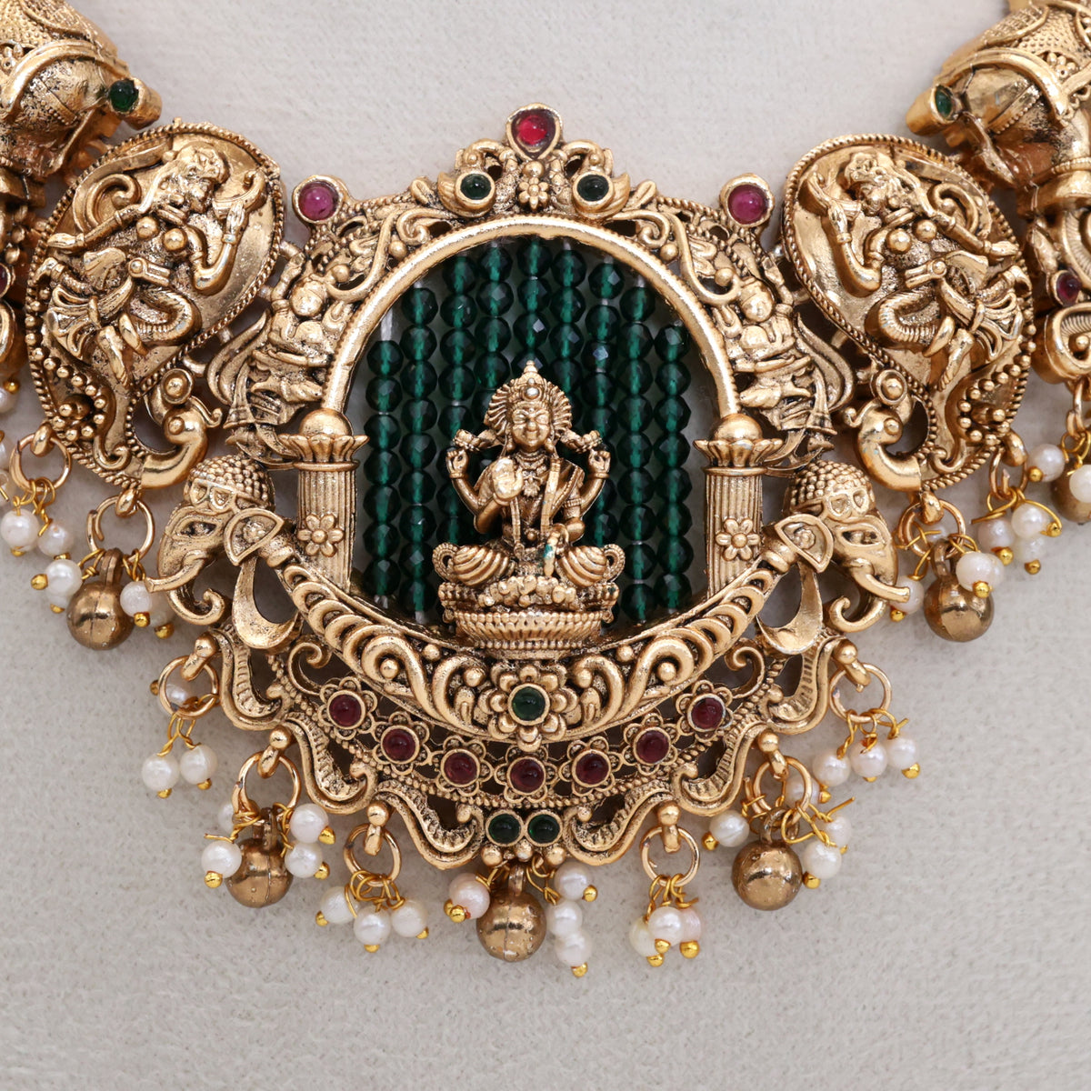 Antique Matte Nagas Budget Lakshmi Bridal Necklace Set
