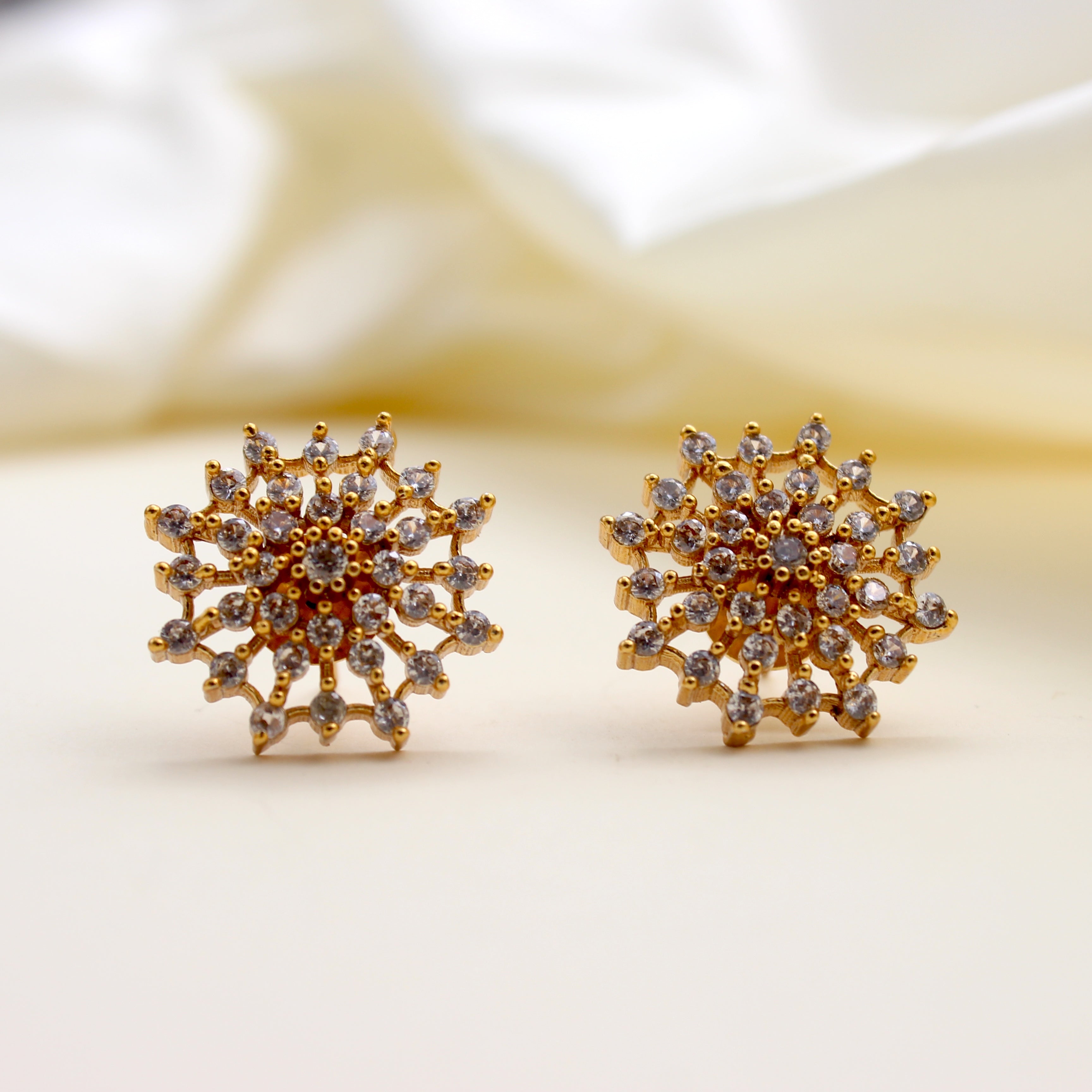 Diamond Look AD Classic Studs - White