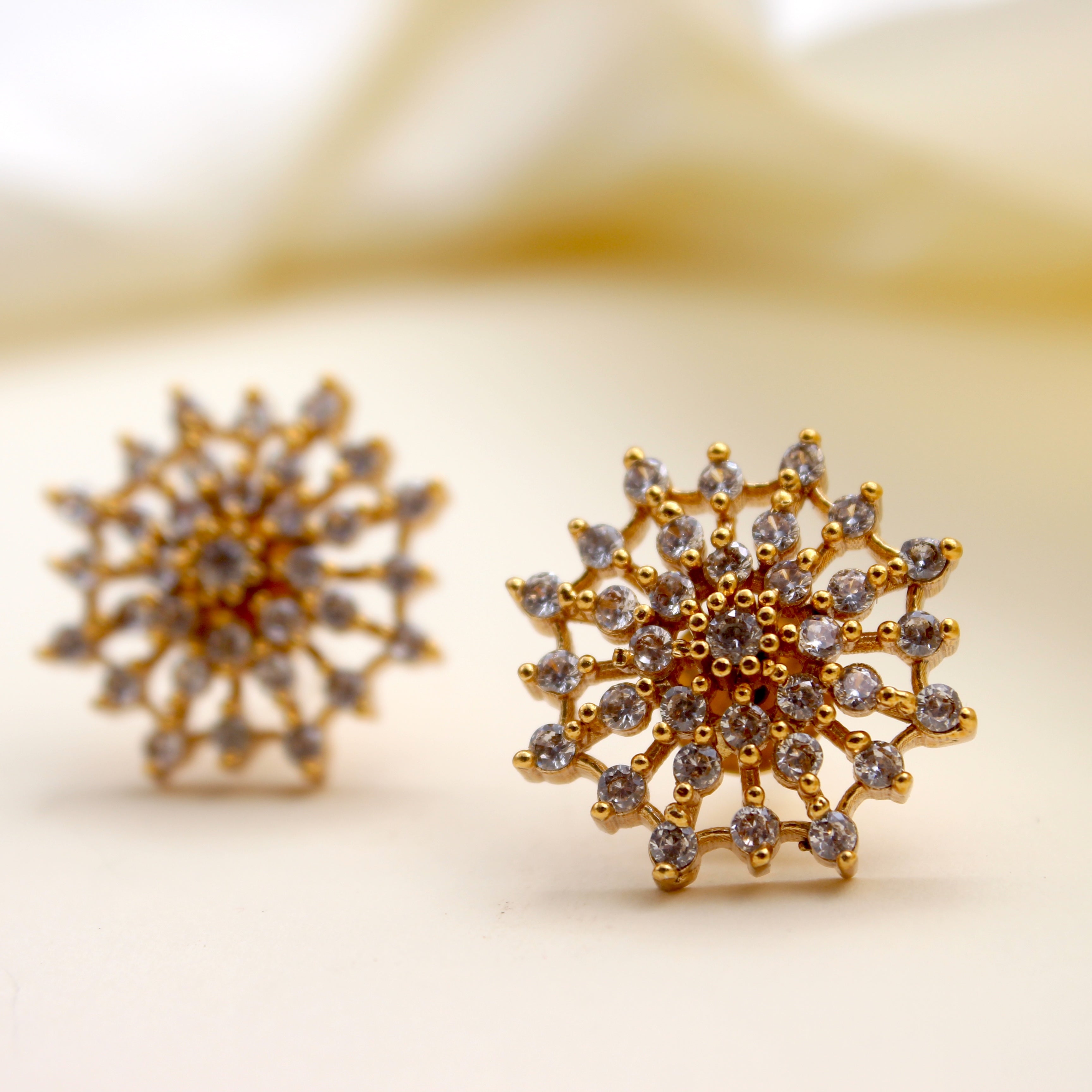 Diamond Look AD Classic Studs - White