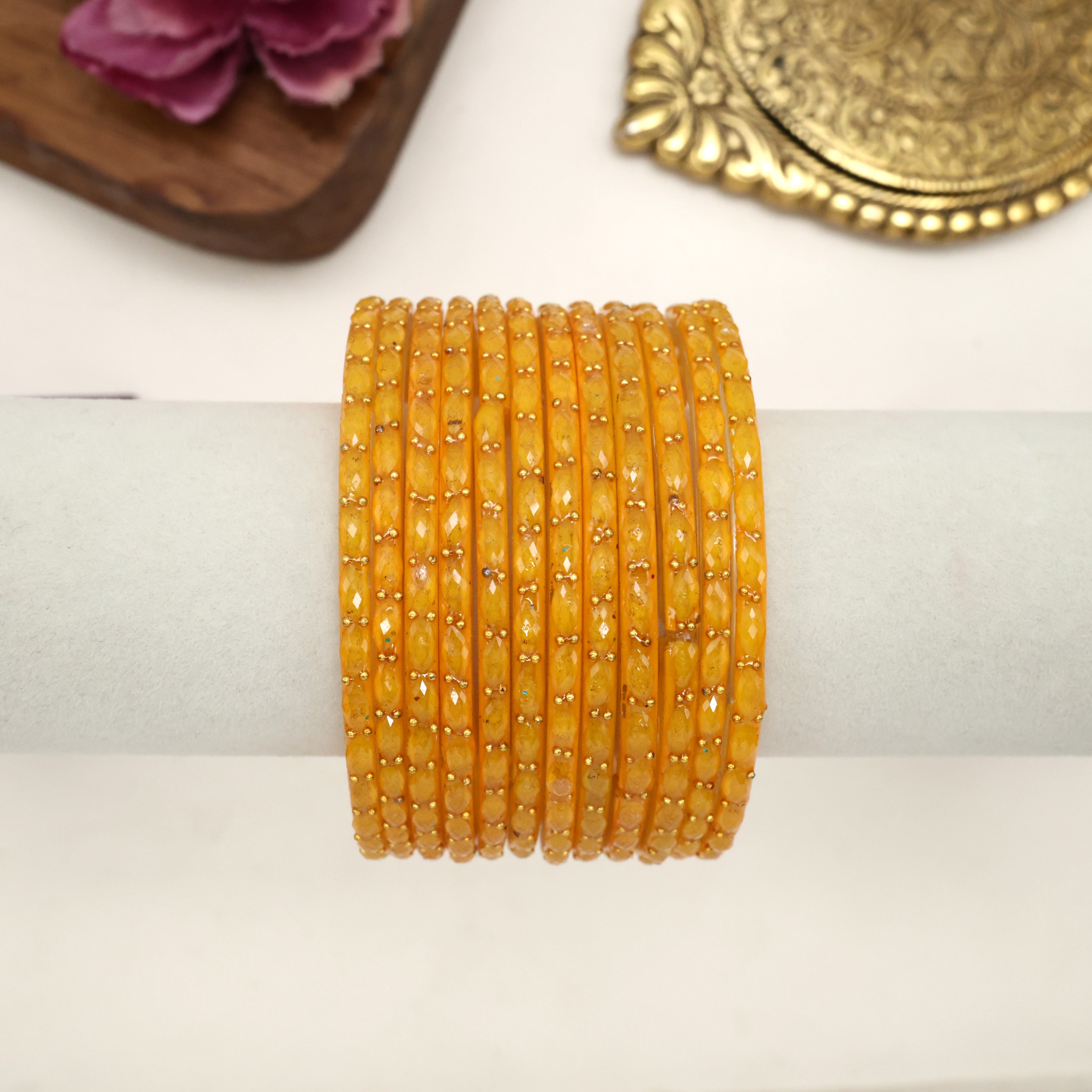 NEW PREMIUM CANDY RAIN DROP BANGLES (ONE DOZEN) - YELLOW
