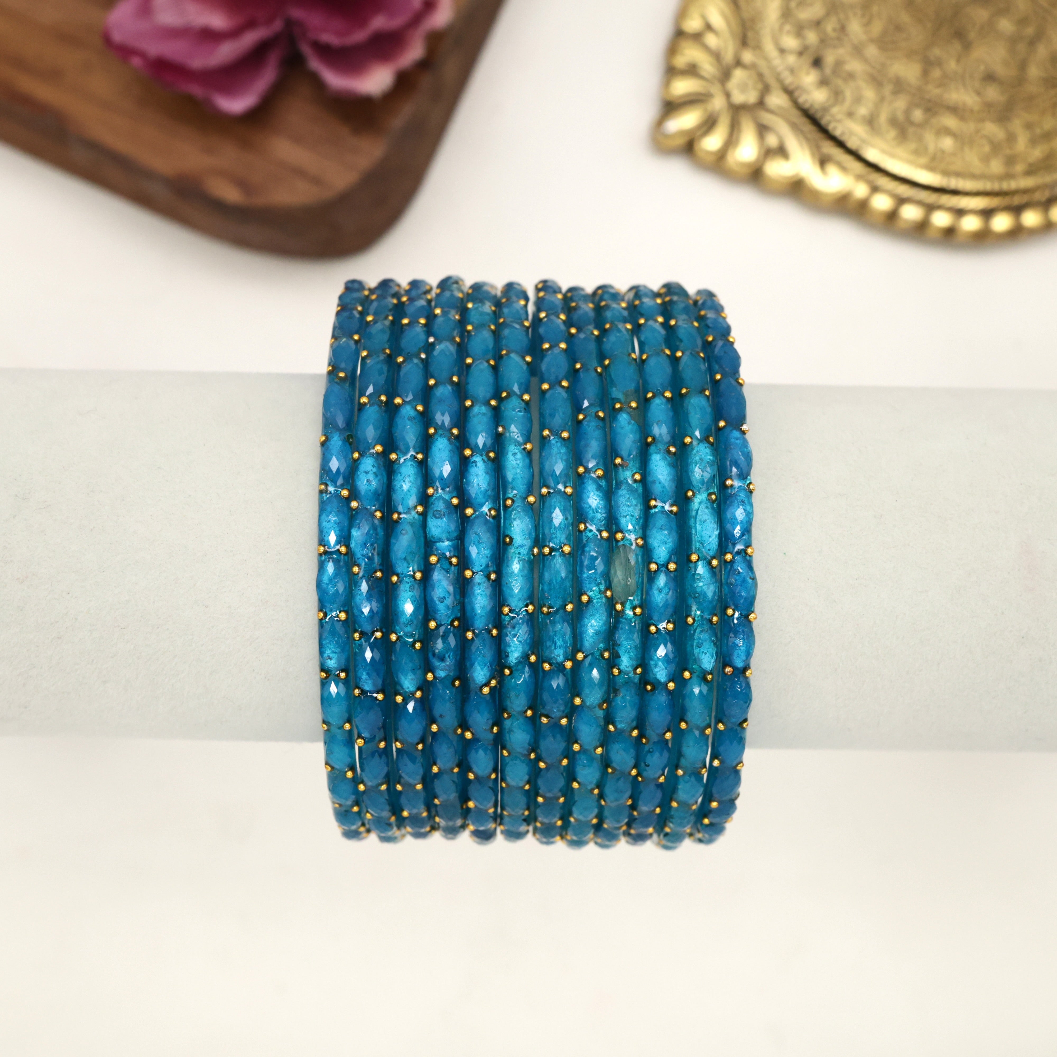 NEW PREMIUM CANDY RAIN DROP BANGLES (ONE DOZEN) - RAMAR BLUE