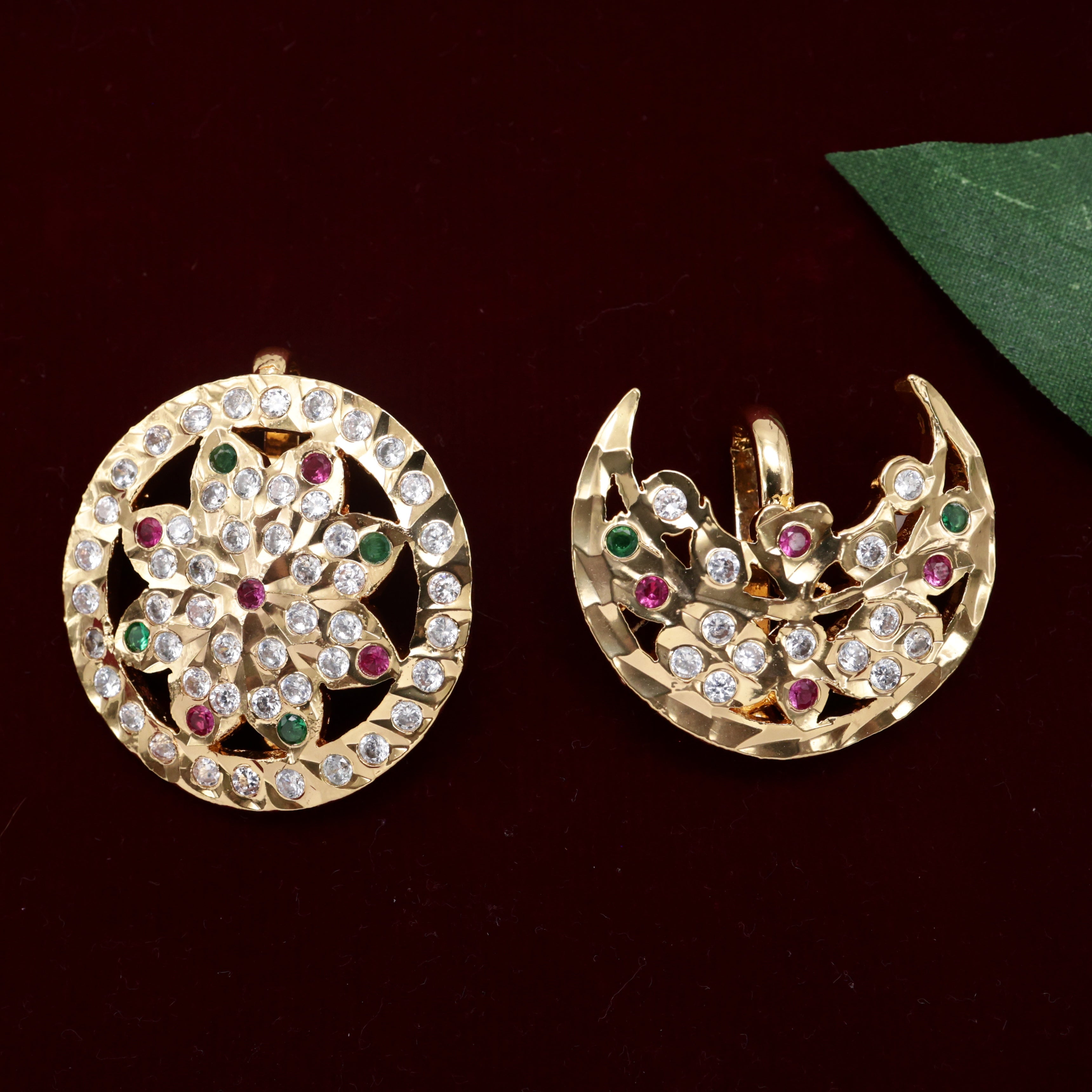 Vintage Diamond Look Impon Chandran Suryan Jada Billas - Bridal Sun Moon Hair Accessory