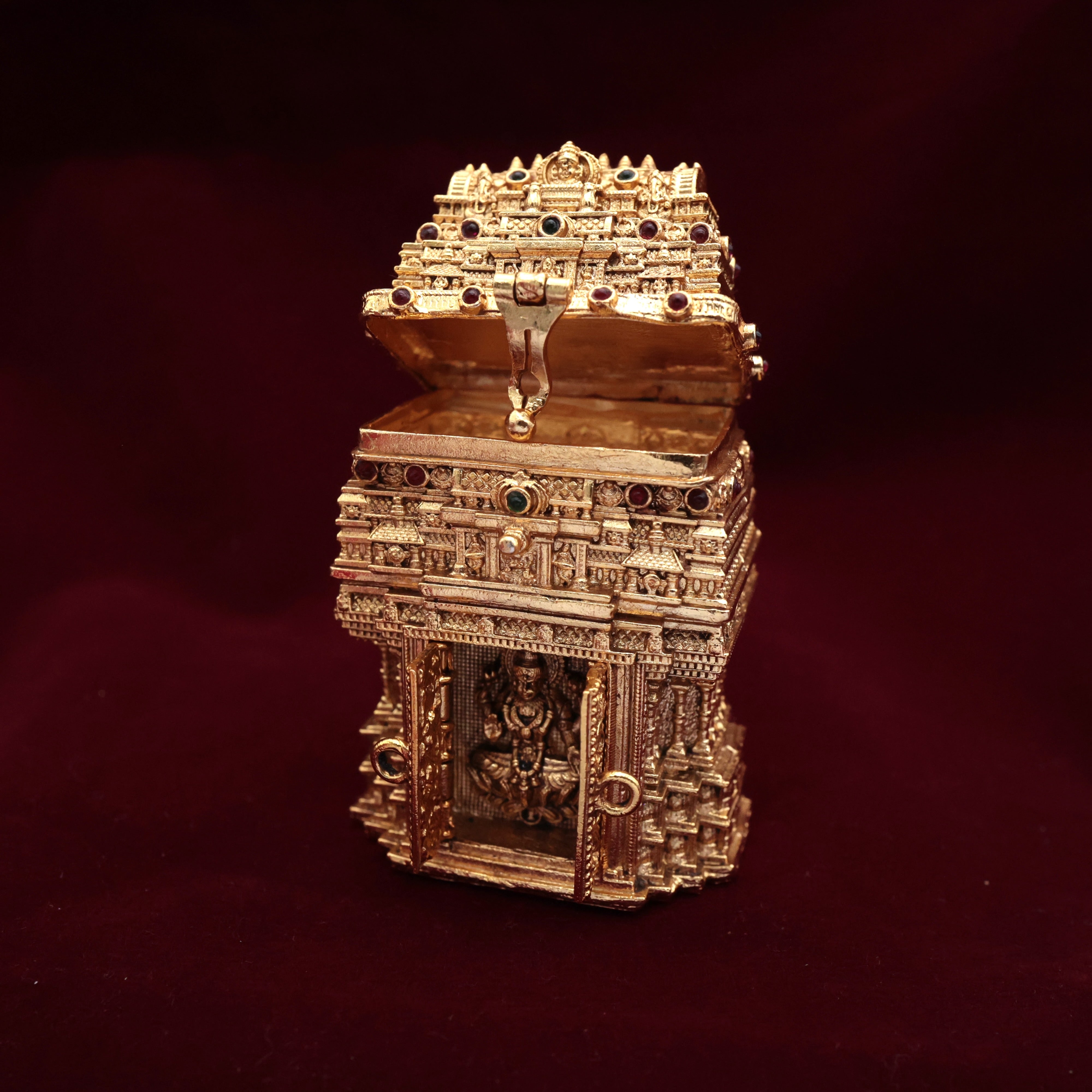 Premium Lakshmi Temple Kumkum Box - Sindoor Dabbi