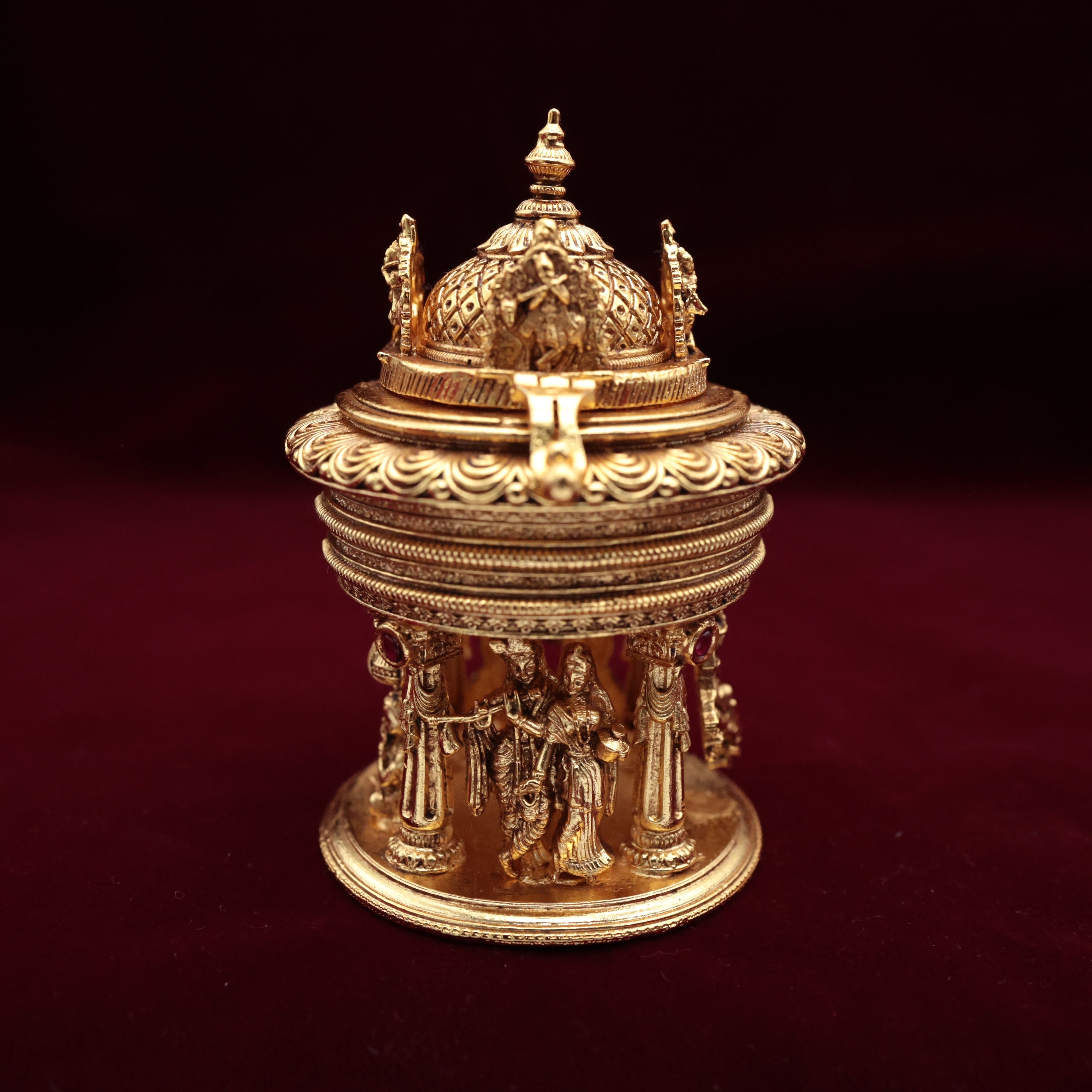 Premium Radhe Krishna Temple Kumkum Box - Sindoor Dabbi