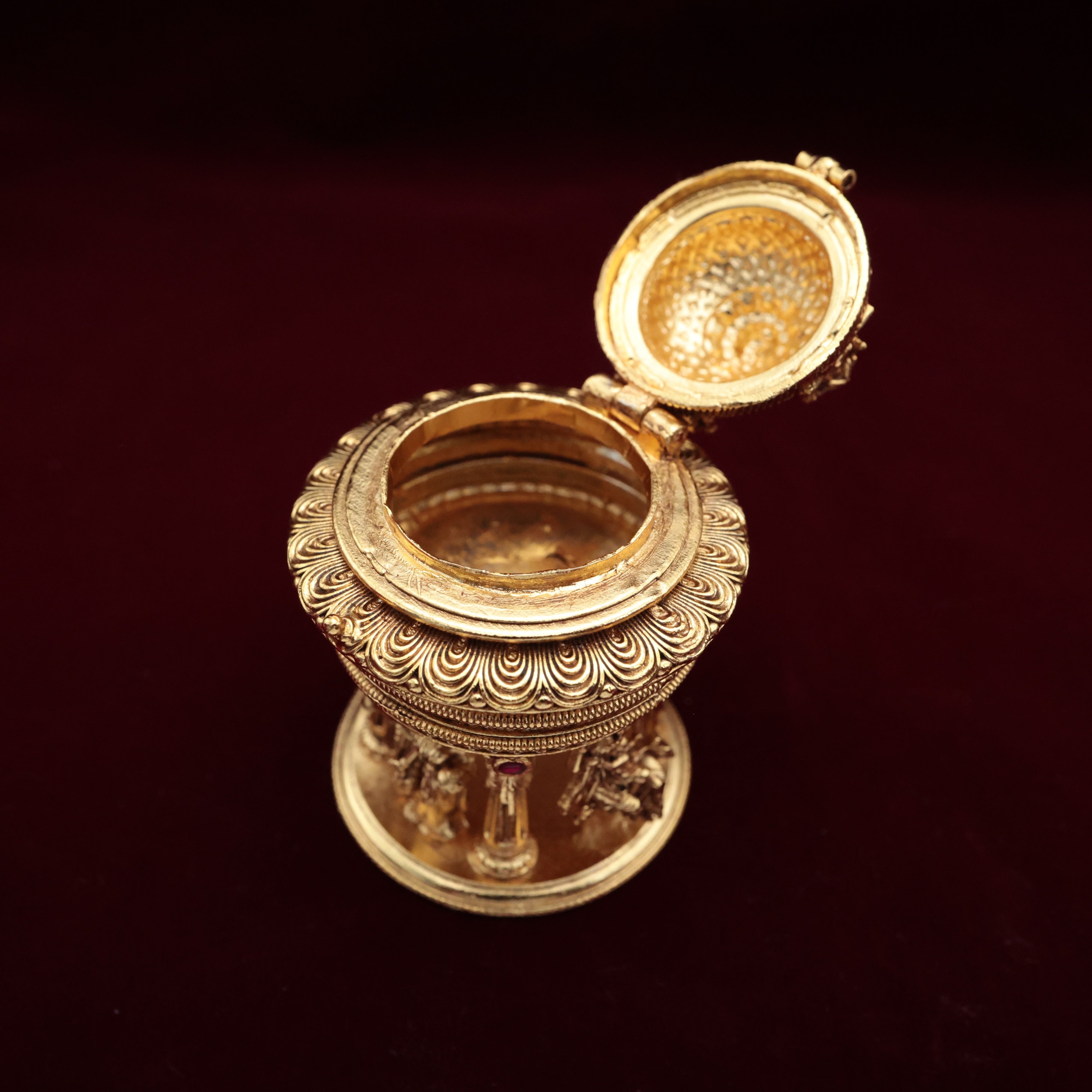 Premium Radhe Krishna Temple Kumkum Box - Sindoor Dabbi