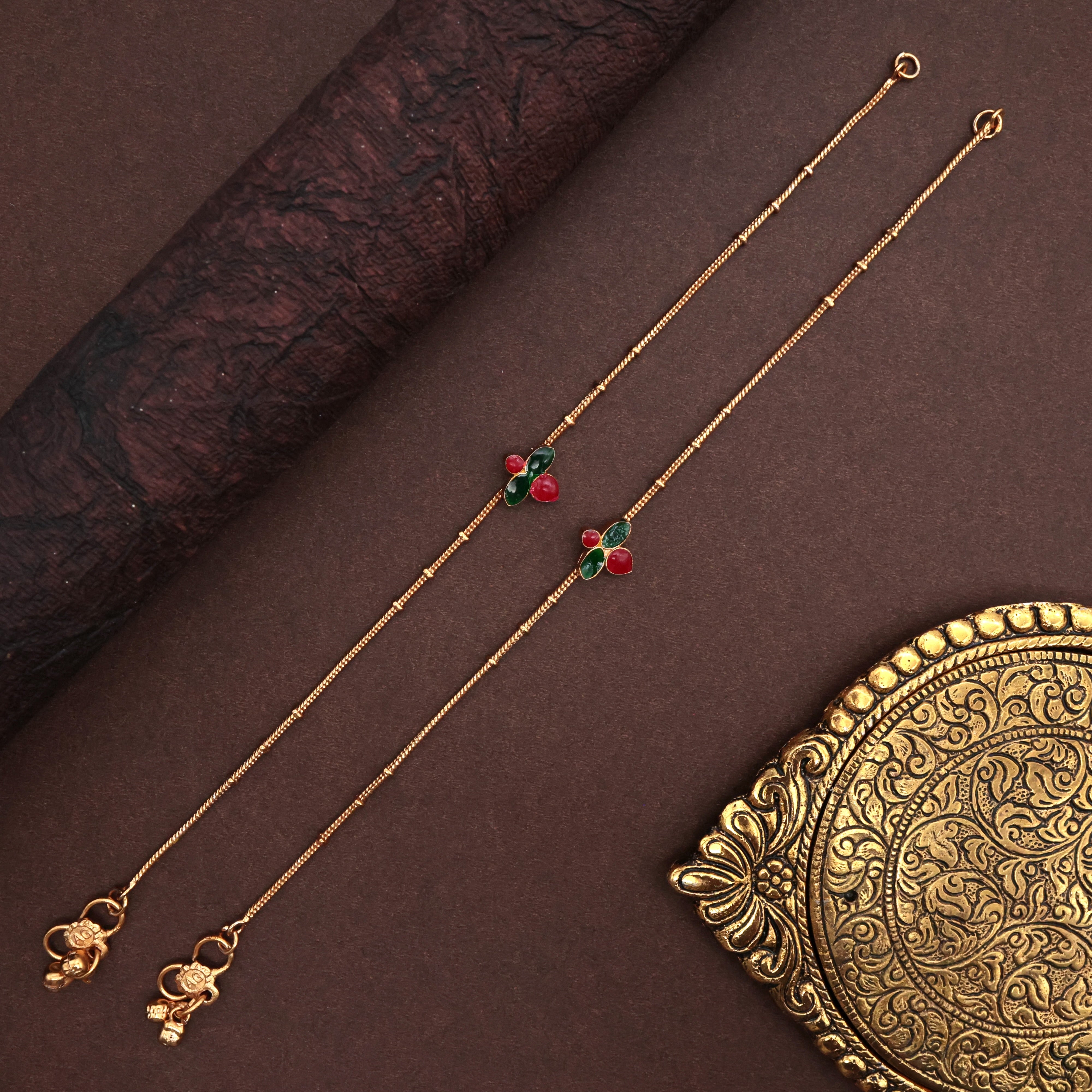 Antique Gold Anklets - Small Flower