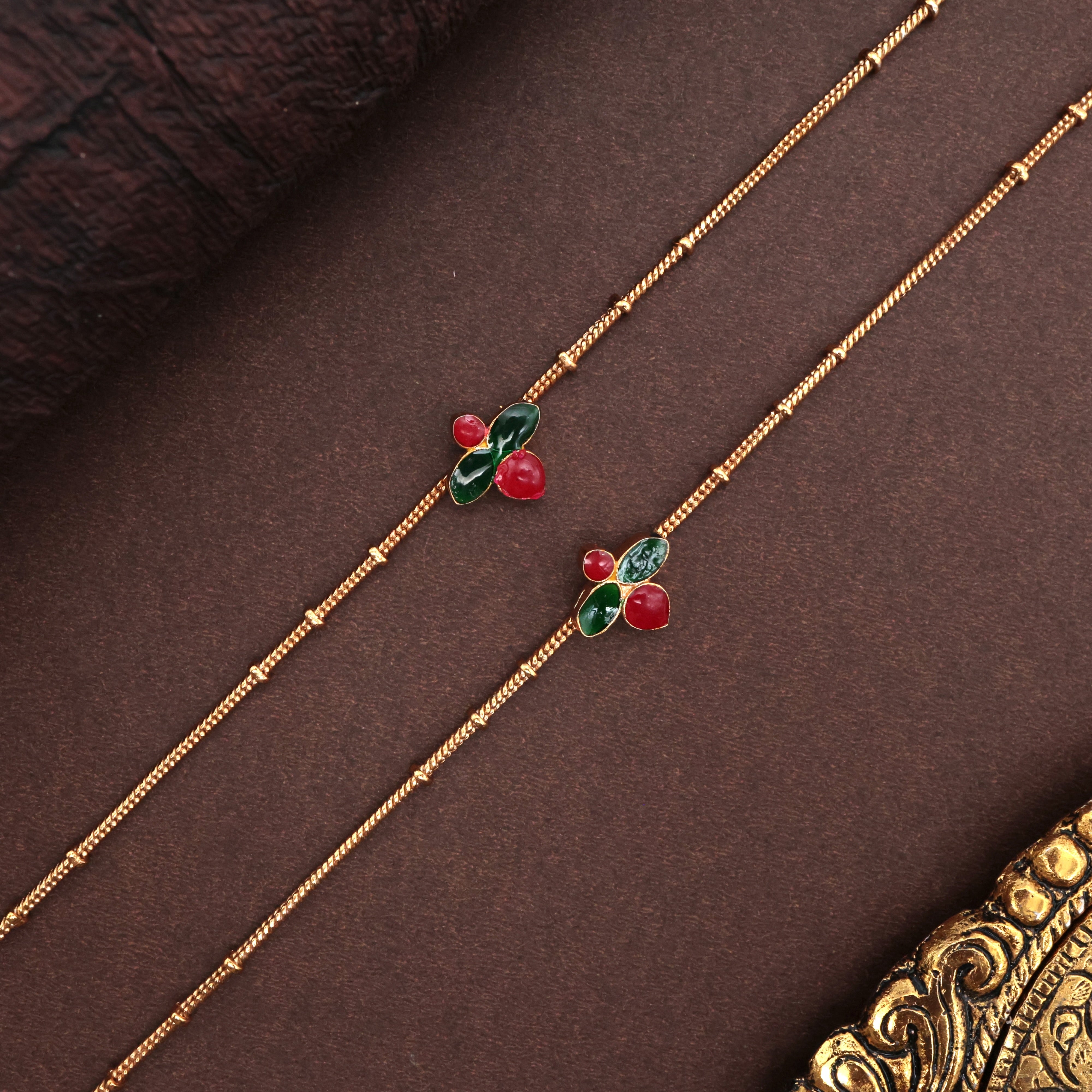 Antique Gold Anklets - Small Flower