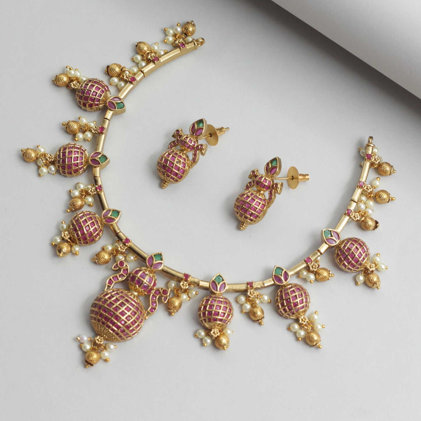 Antique Premium Kemp Kalash Bridal Necklace Set