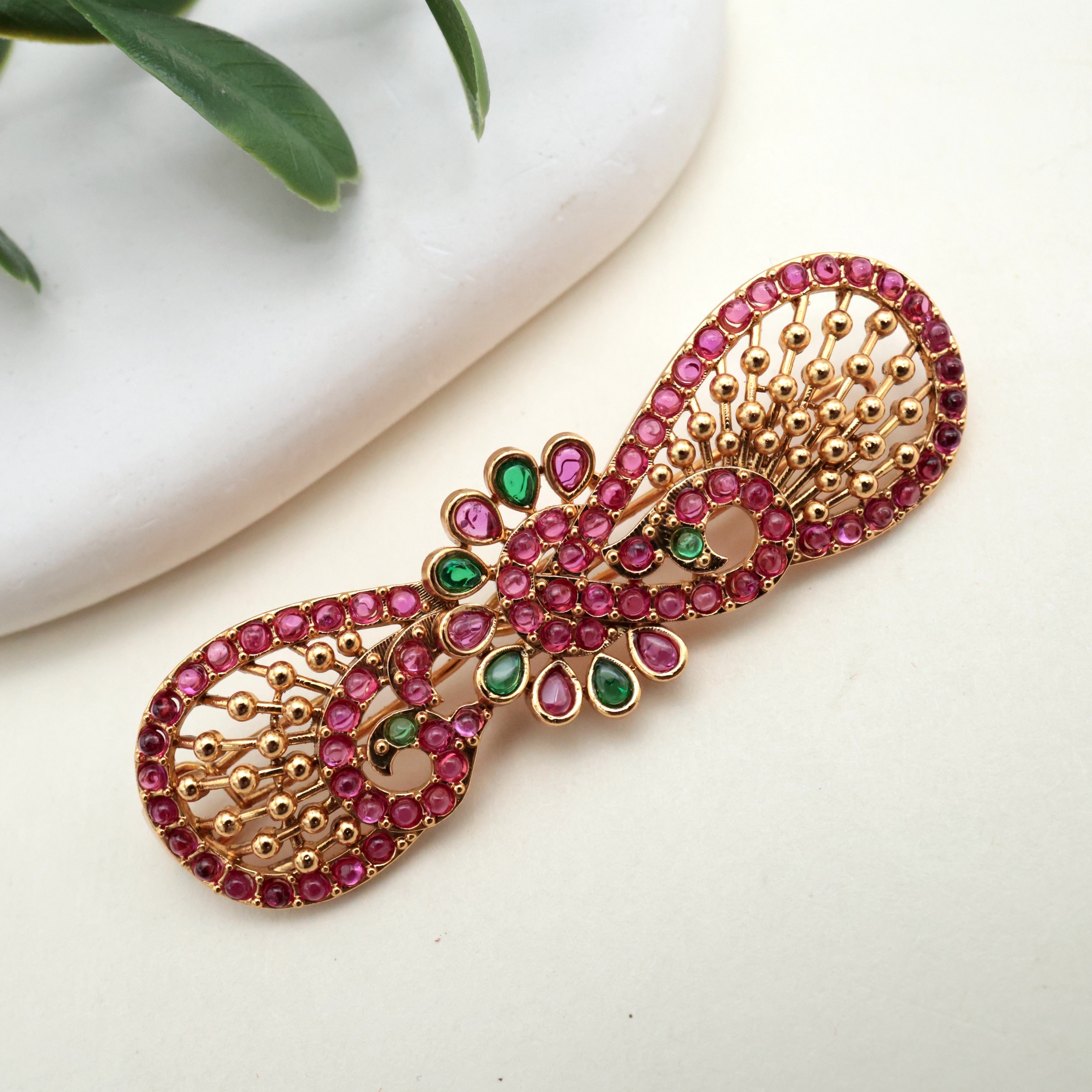 Premium Antique Kemp Peacock Hair Pin For Women