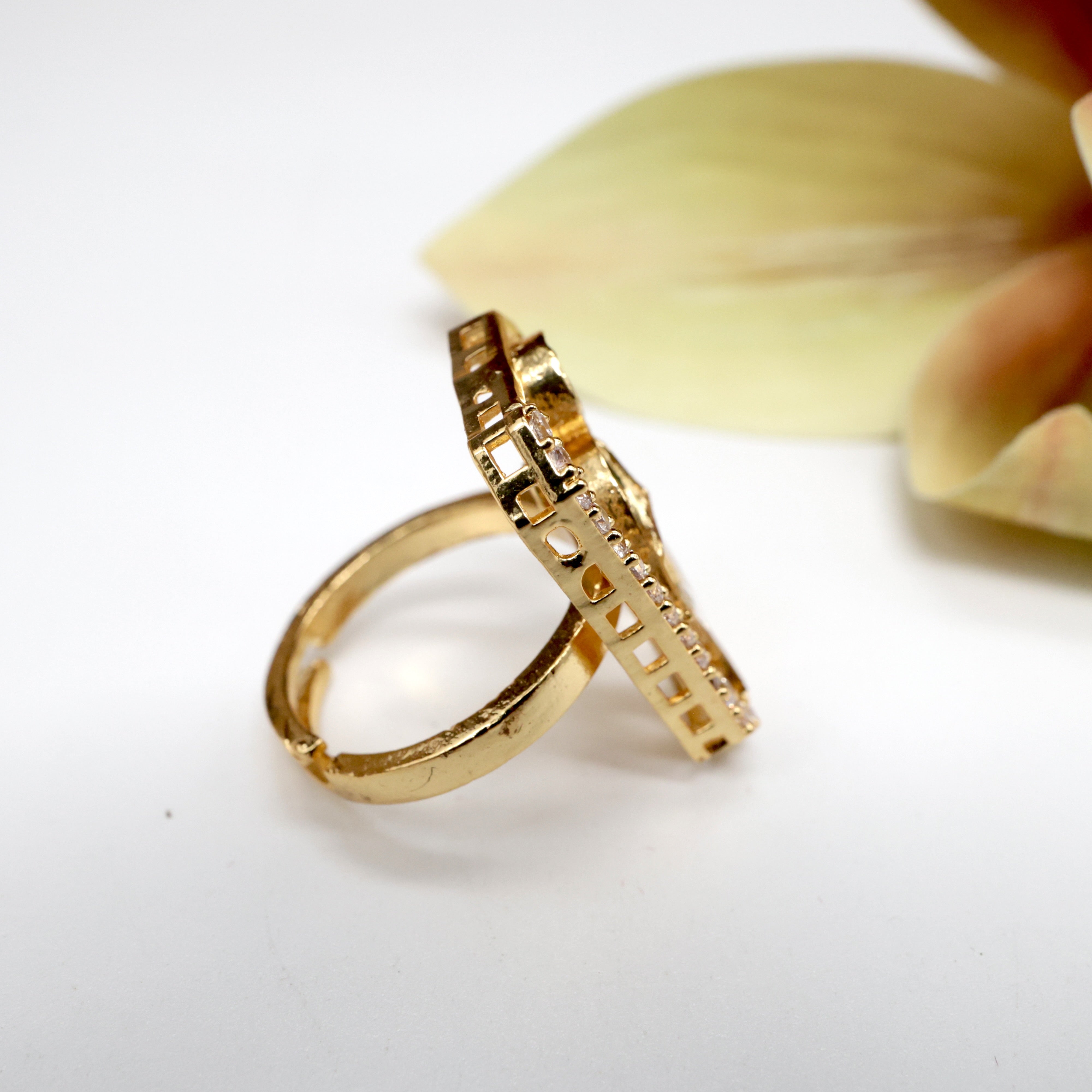 Premium Moissanite Jadau Kundan Parrot Adjustable Finger Ring - Multi