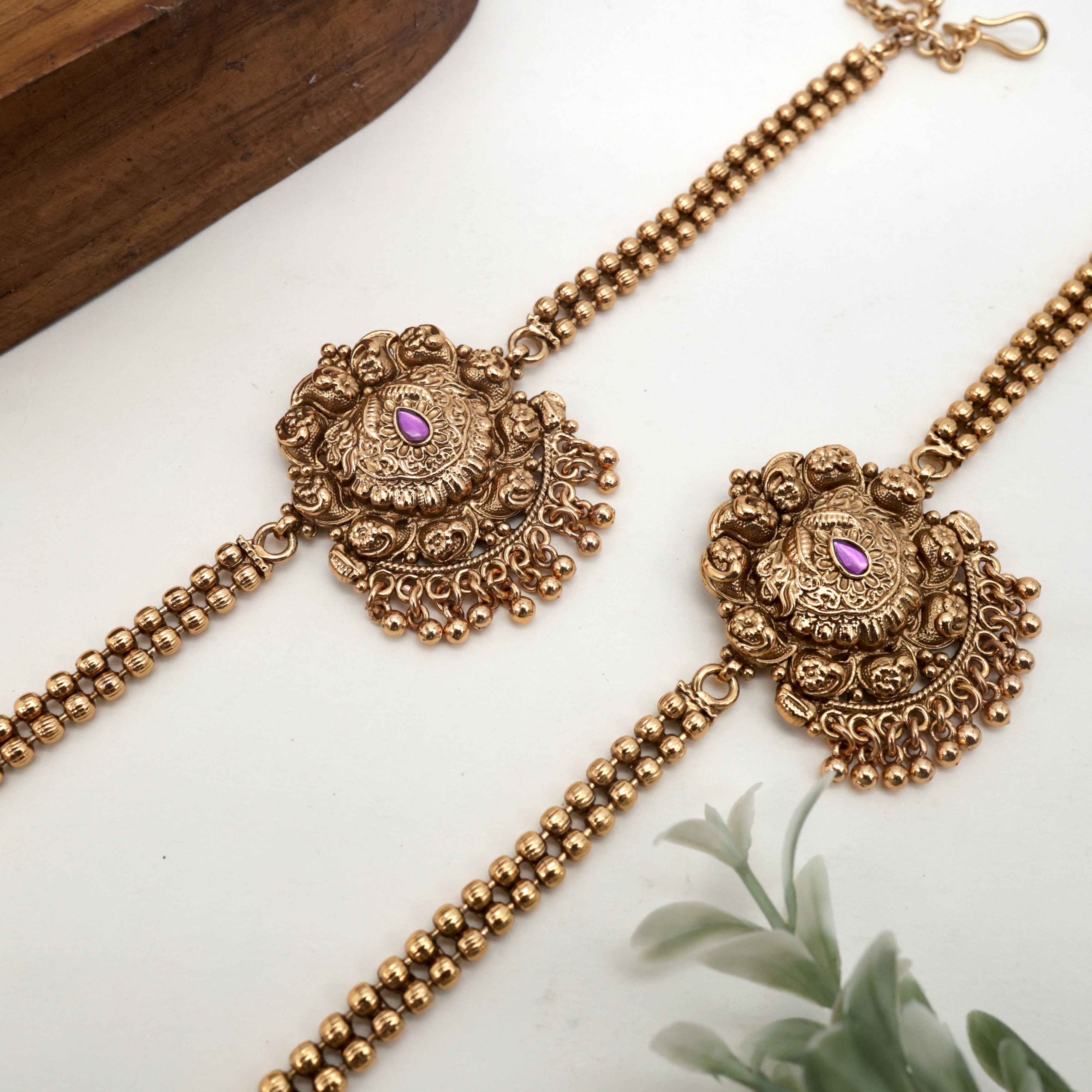 ANTIQUE NAGAS PAISLEY KEMP SET OF 2 BRIDAL VANKI/ARMLETS