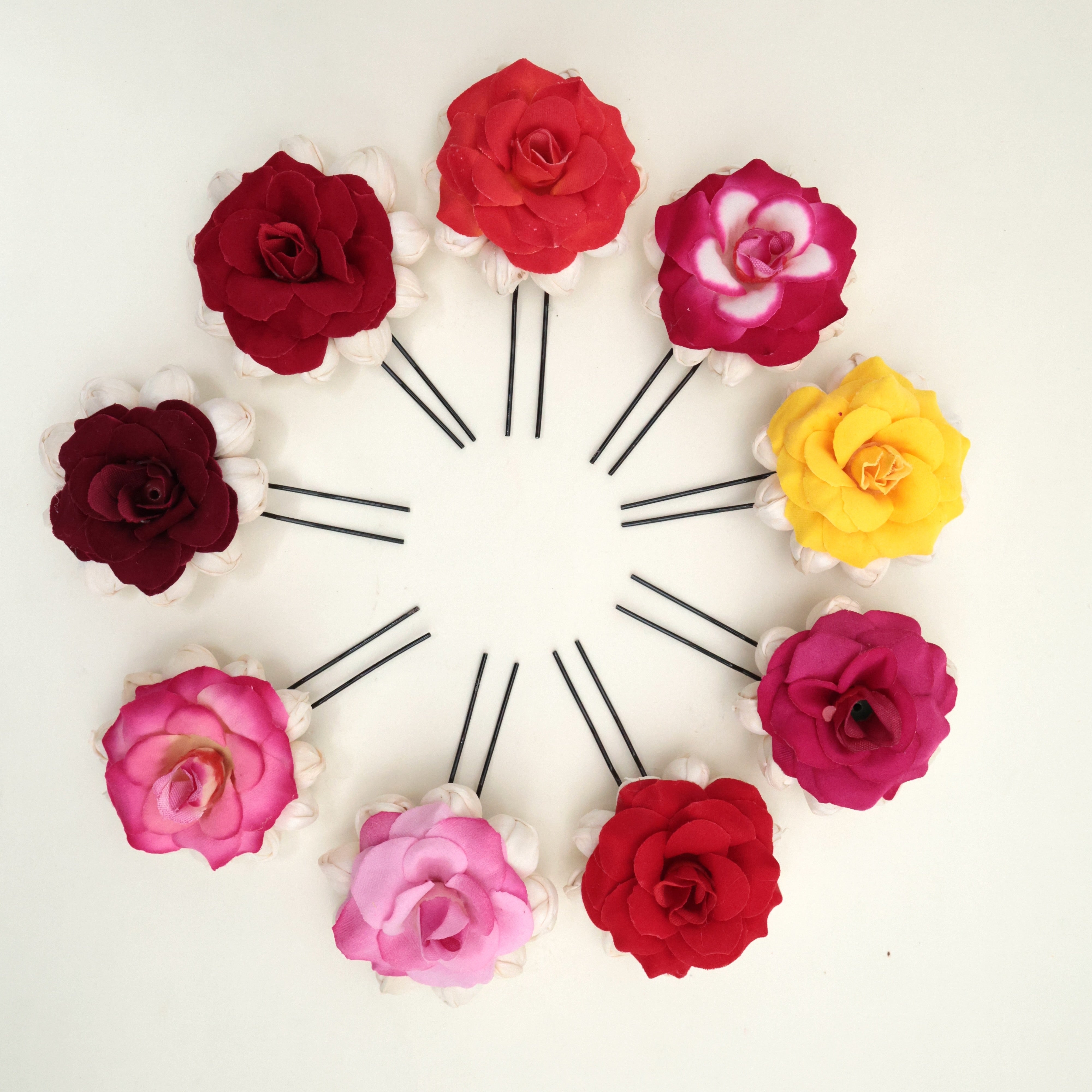Pack of 9 Handmade Jasmine Rose U Pins