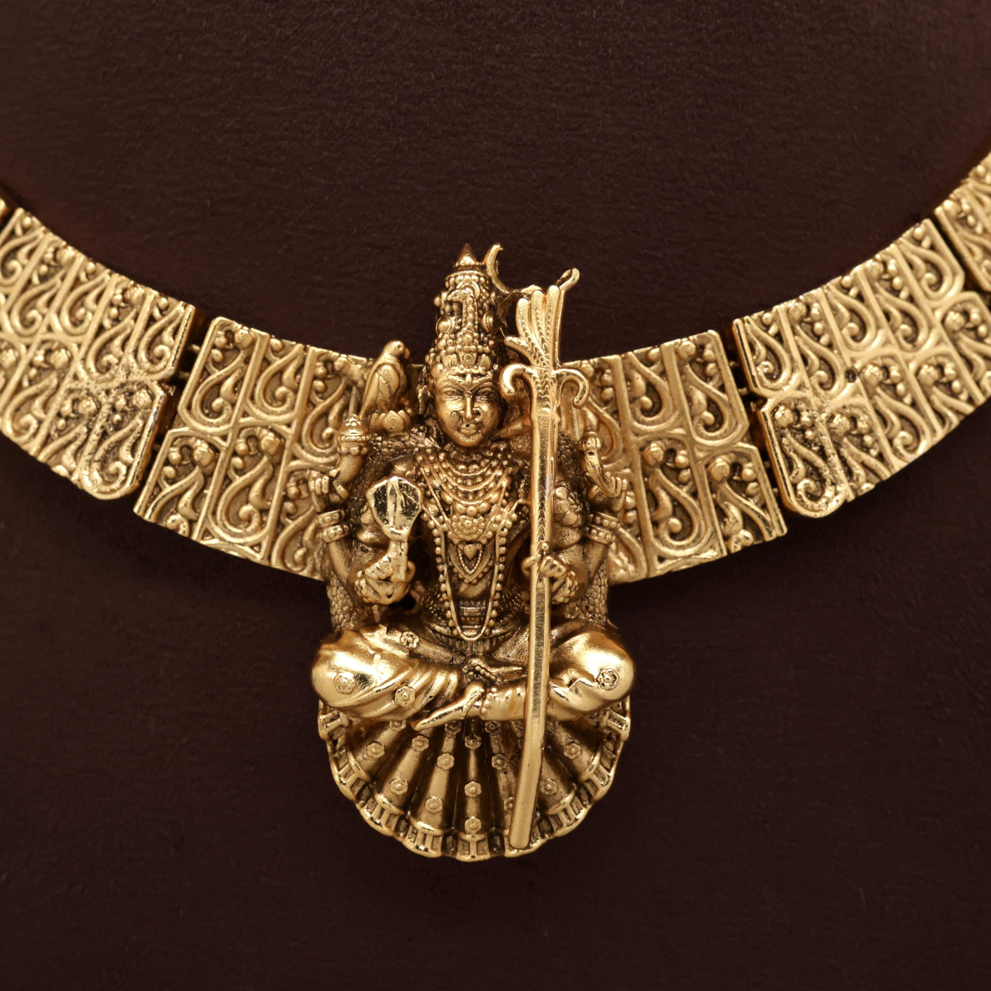 Premium Antique Nagas Tripura Sundari Pendant Hasli Necklace Set