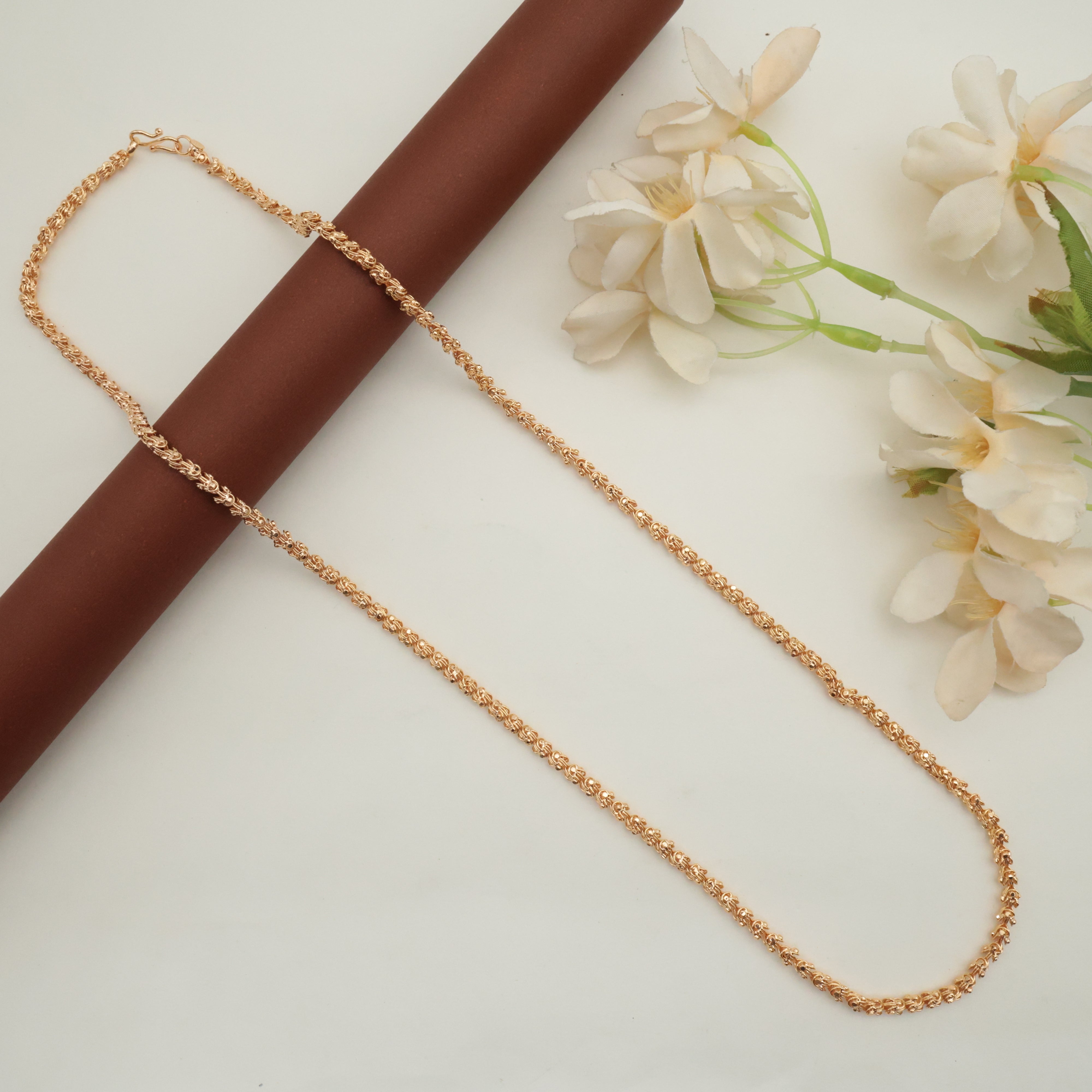 Real Gold Tone Traditional 30 Inches Long Chain with S Hook