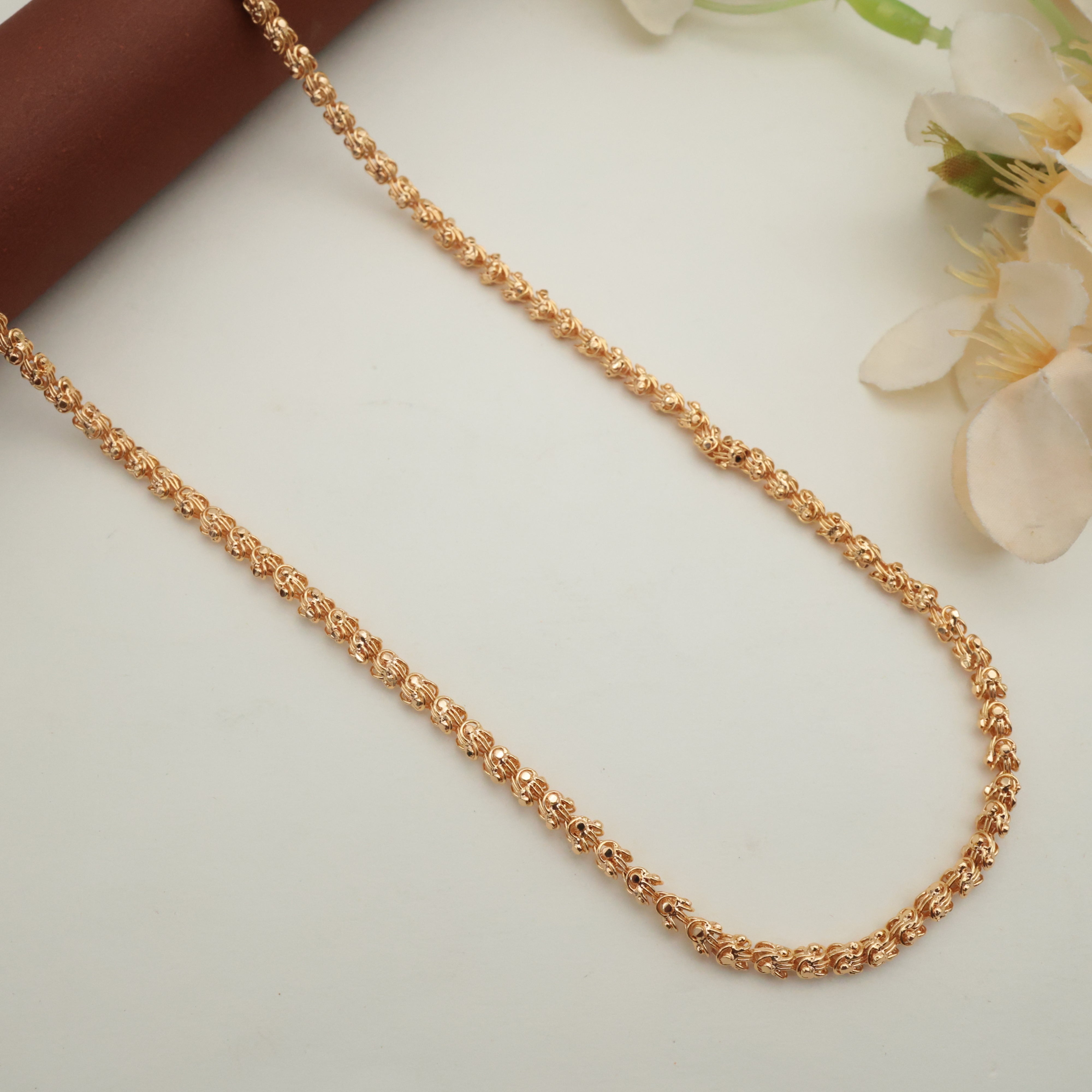 Real Gold Tone Traditional 30 Inches Long Chain with S Hook