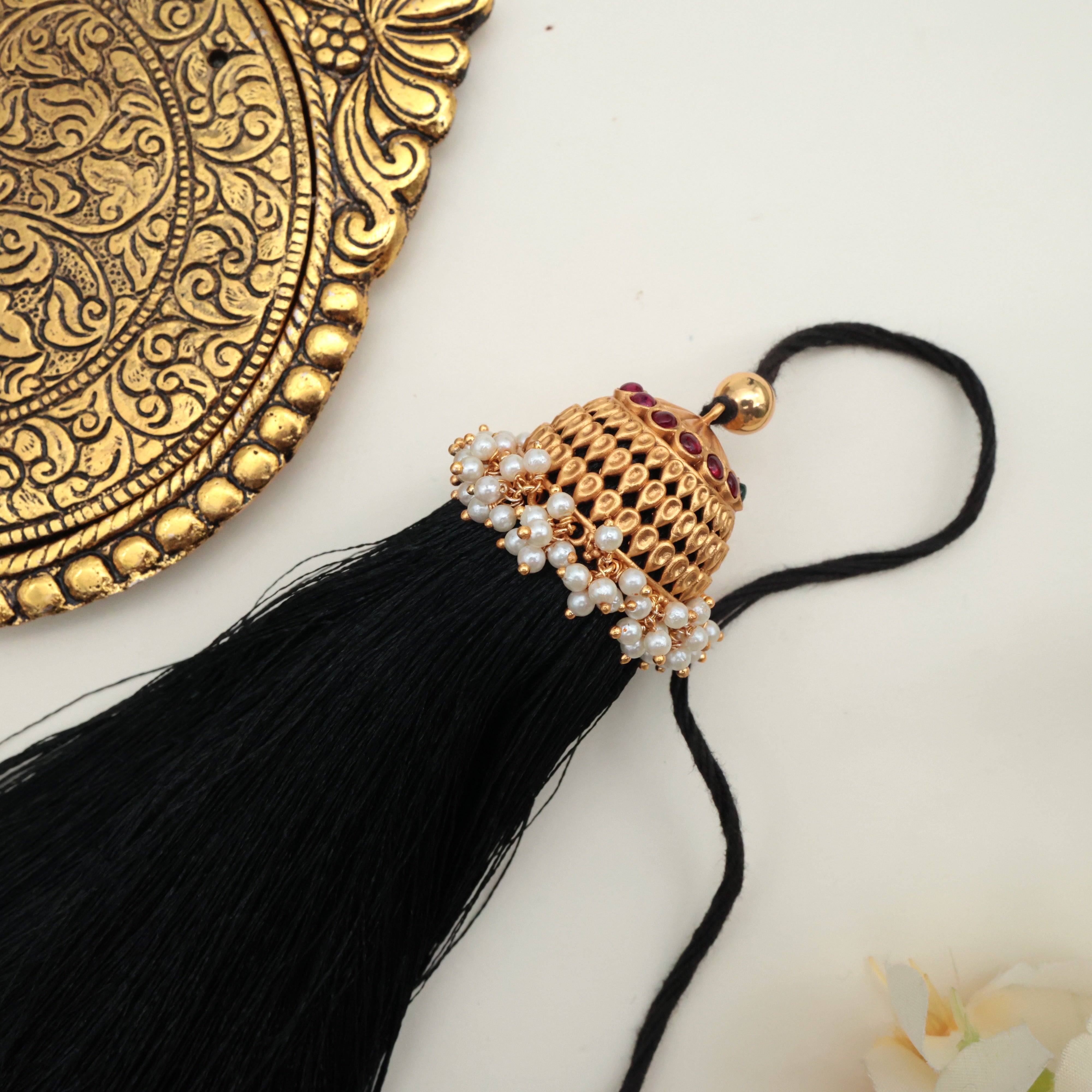 Premium South Indian Thilak Drops Bridal Jada Kunjalam / Jada Koppulu Hair Accessory