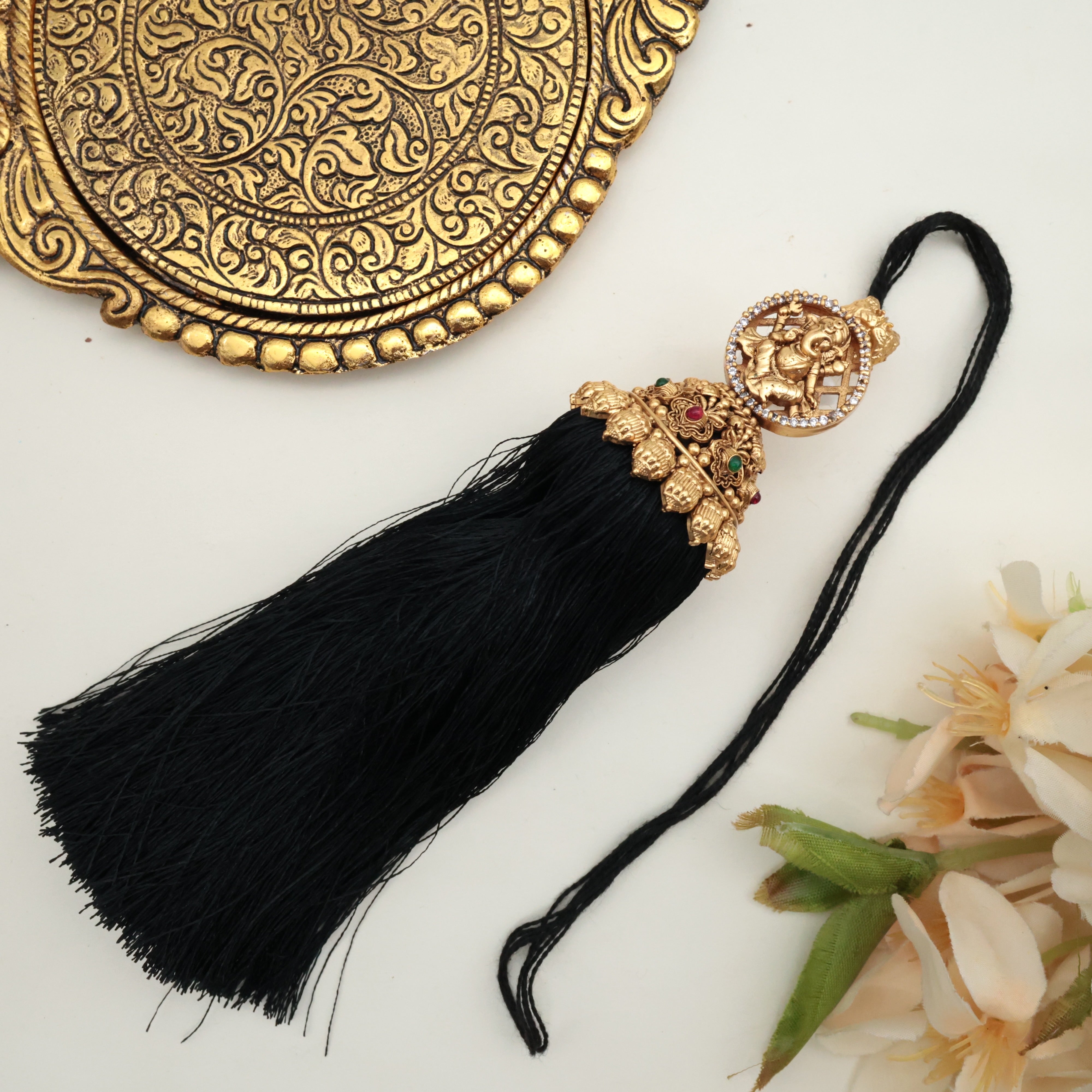 Premium South Indian Ganesha Bridal Jada Kunjalam / Jada Koppulu Hair Accessory