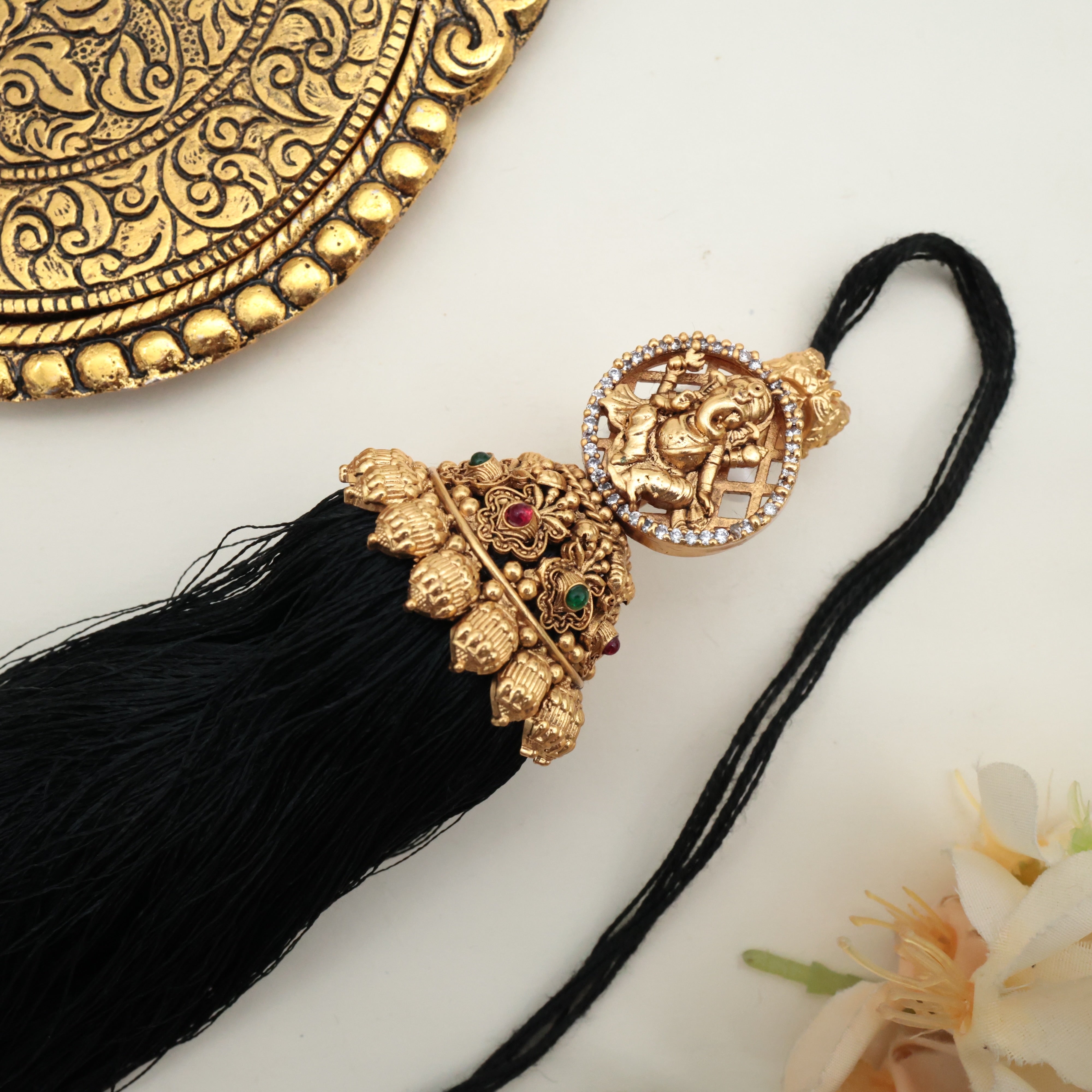 Premium South Indian Ganesha Bridal Jada Kunjalam / Jada Koppulu Hair Accessory