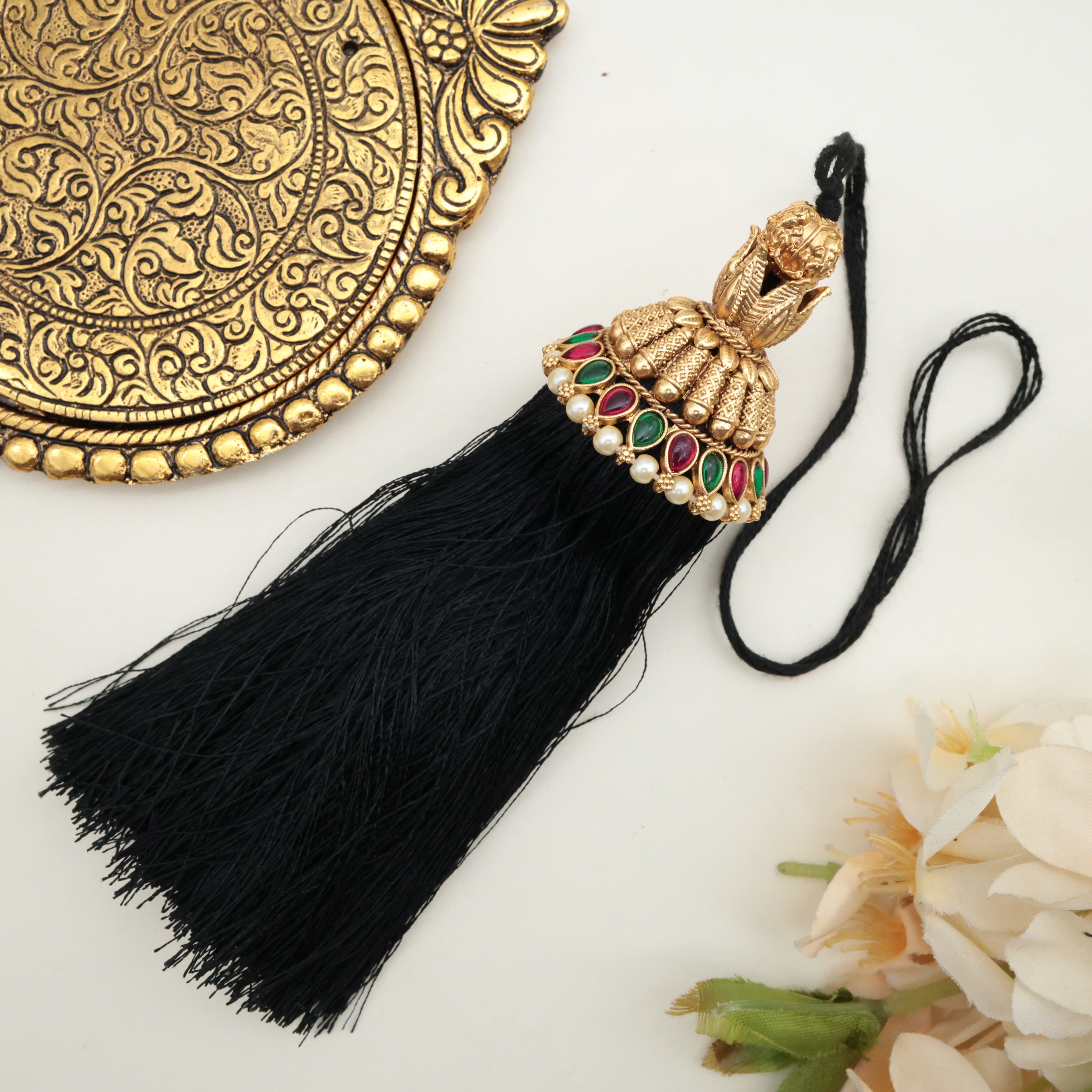 Premium South Indian Spike Lotus Ganesha Bridal Jada Kunjalam / Jada Koppulu Hair Accessory