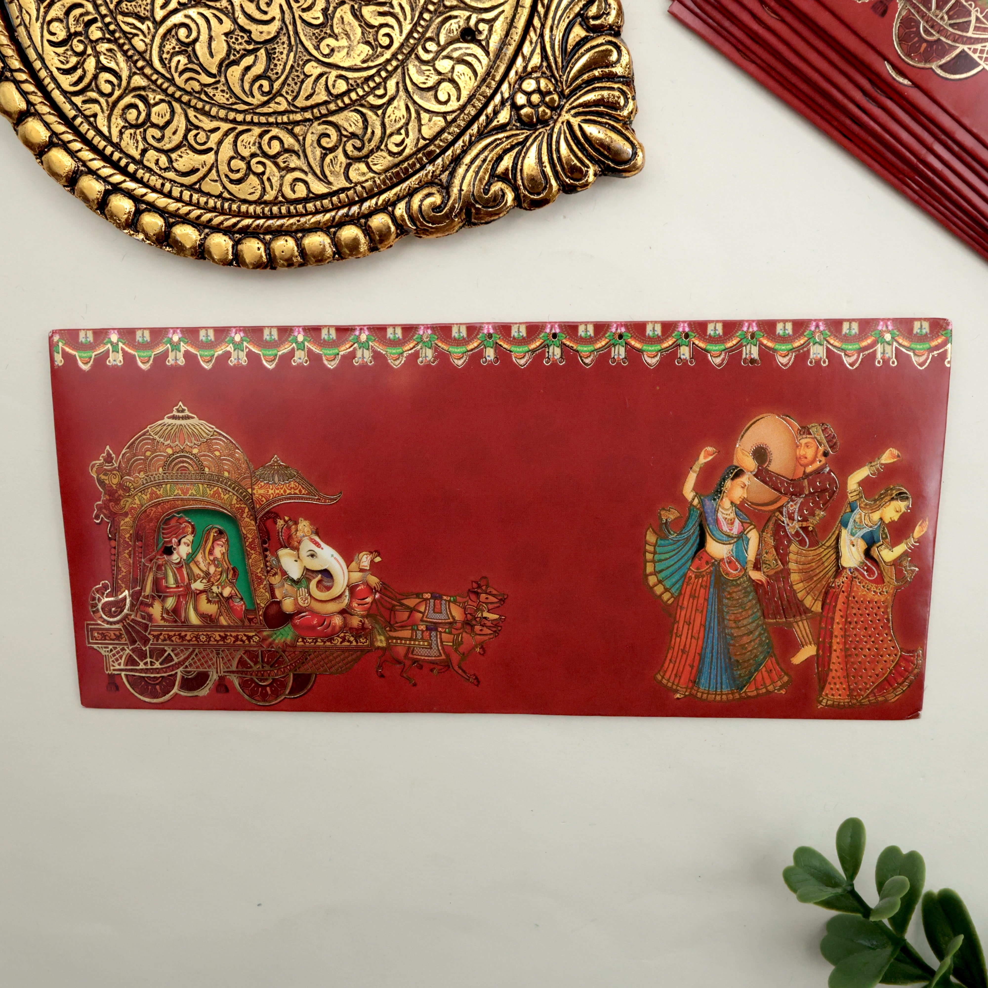 Royal Shagun Premium Envelope - Pack of 5 - Ganapathi Chariot