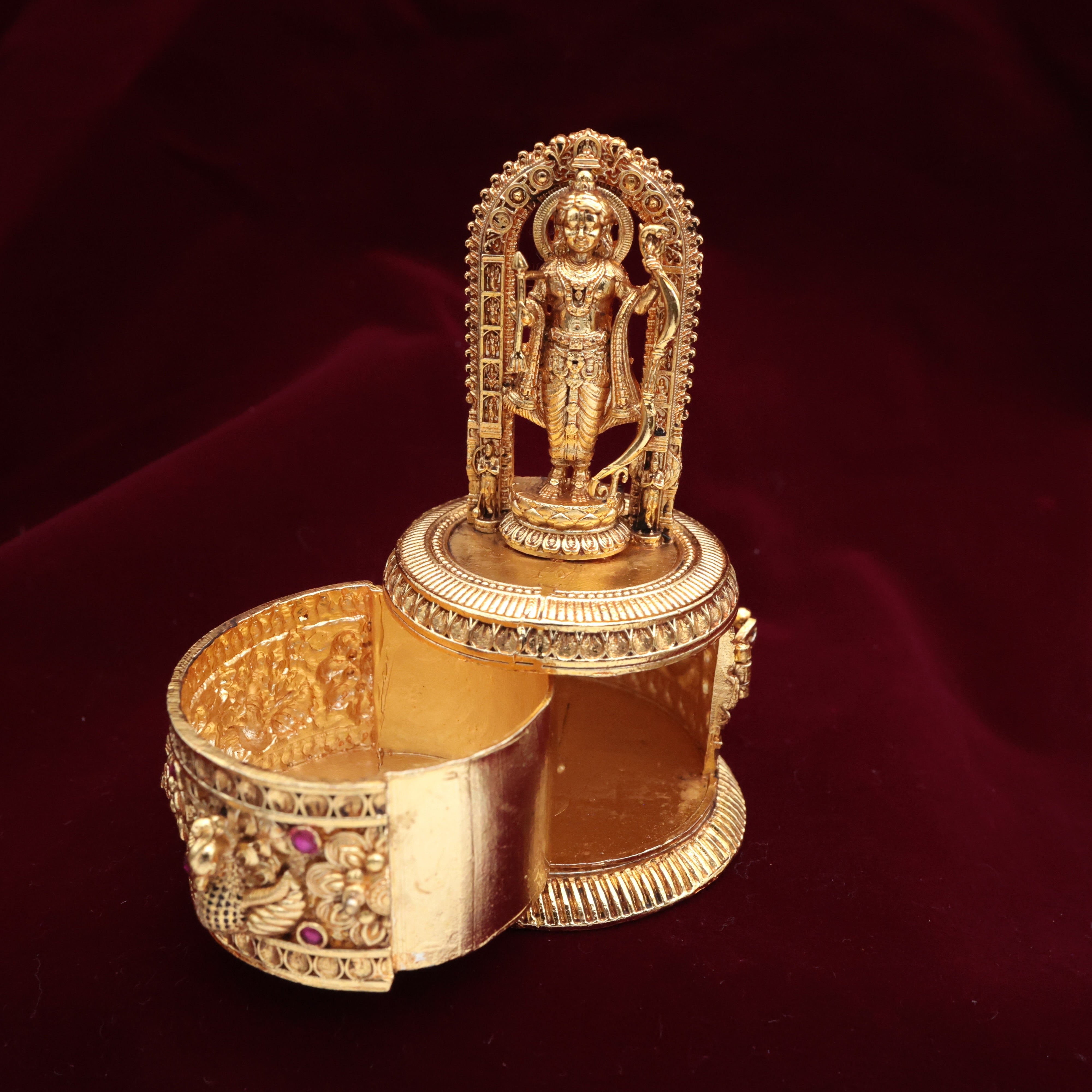 Premium Ram Lalla Temple Kumkum Box - Sindoor Dabbi