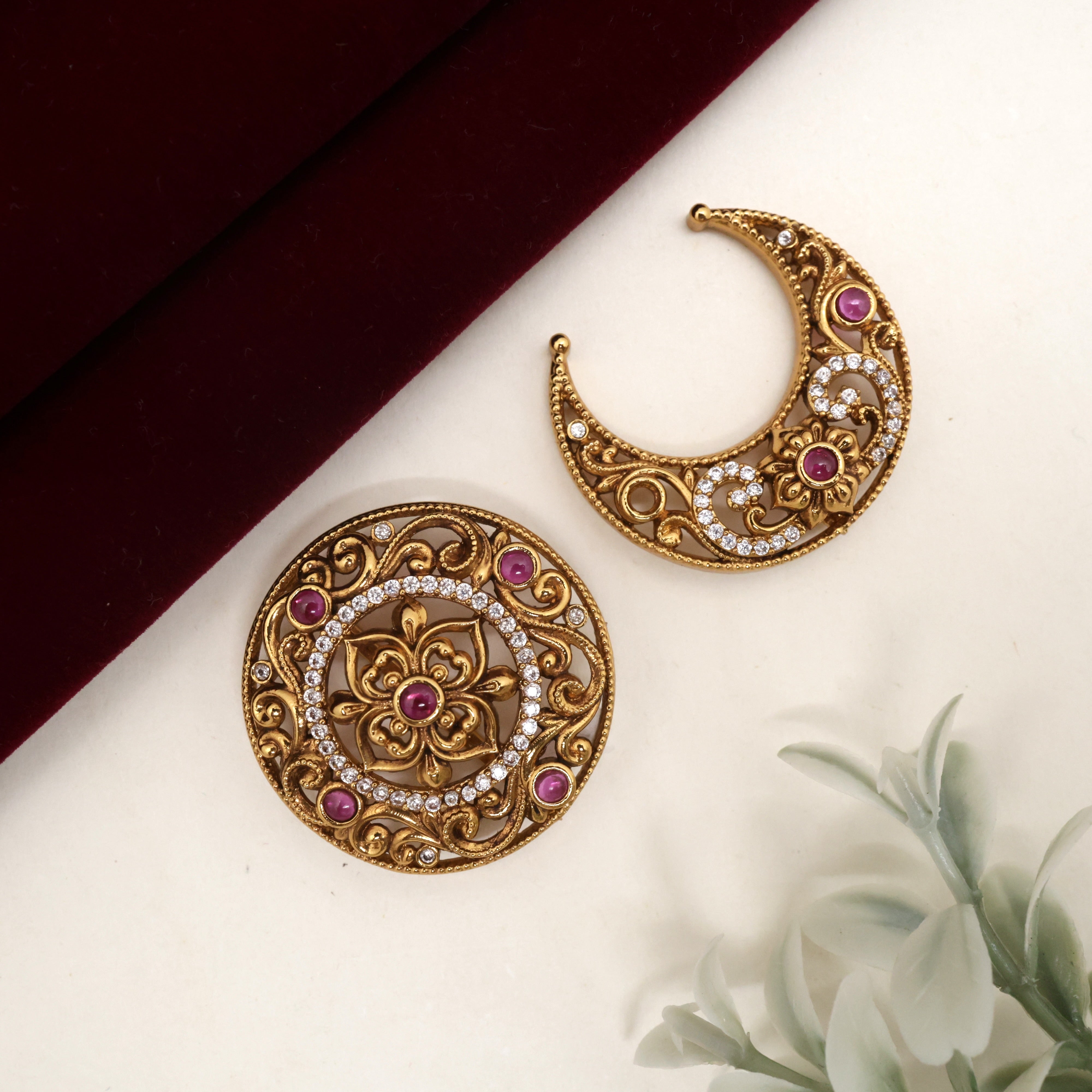 AD Antique Nagas Kemp Bridal Sun Moon - Chandran Suryan Hair Jadai Billais