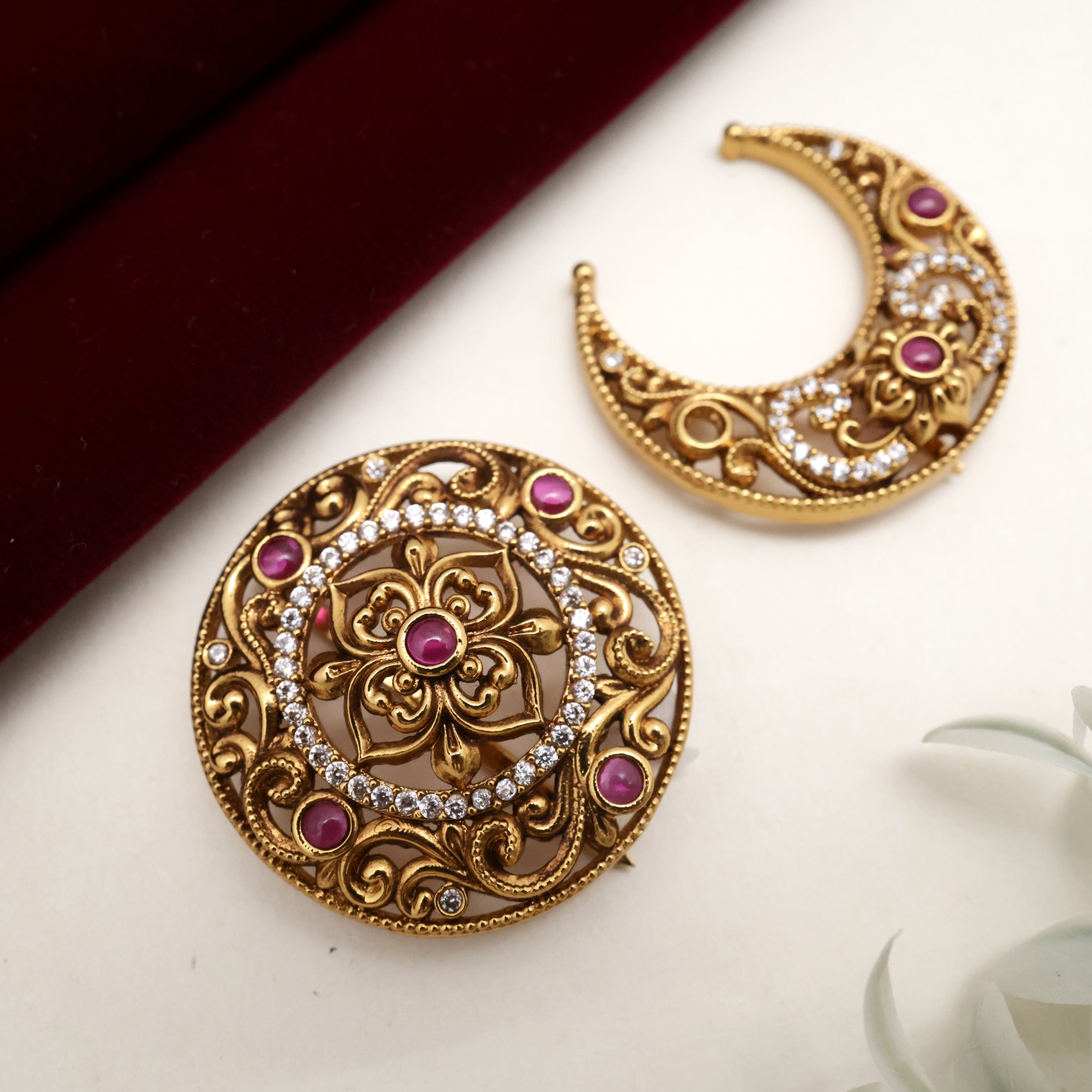 AD Antique Nagas Kemp Bridal Sun Moon - Chandran Suryan Hair Jadai Billais