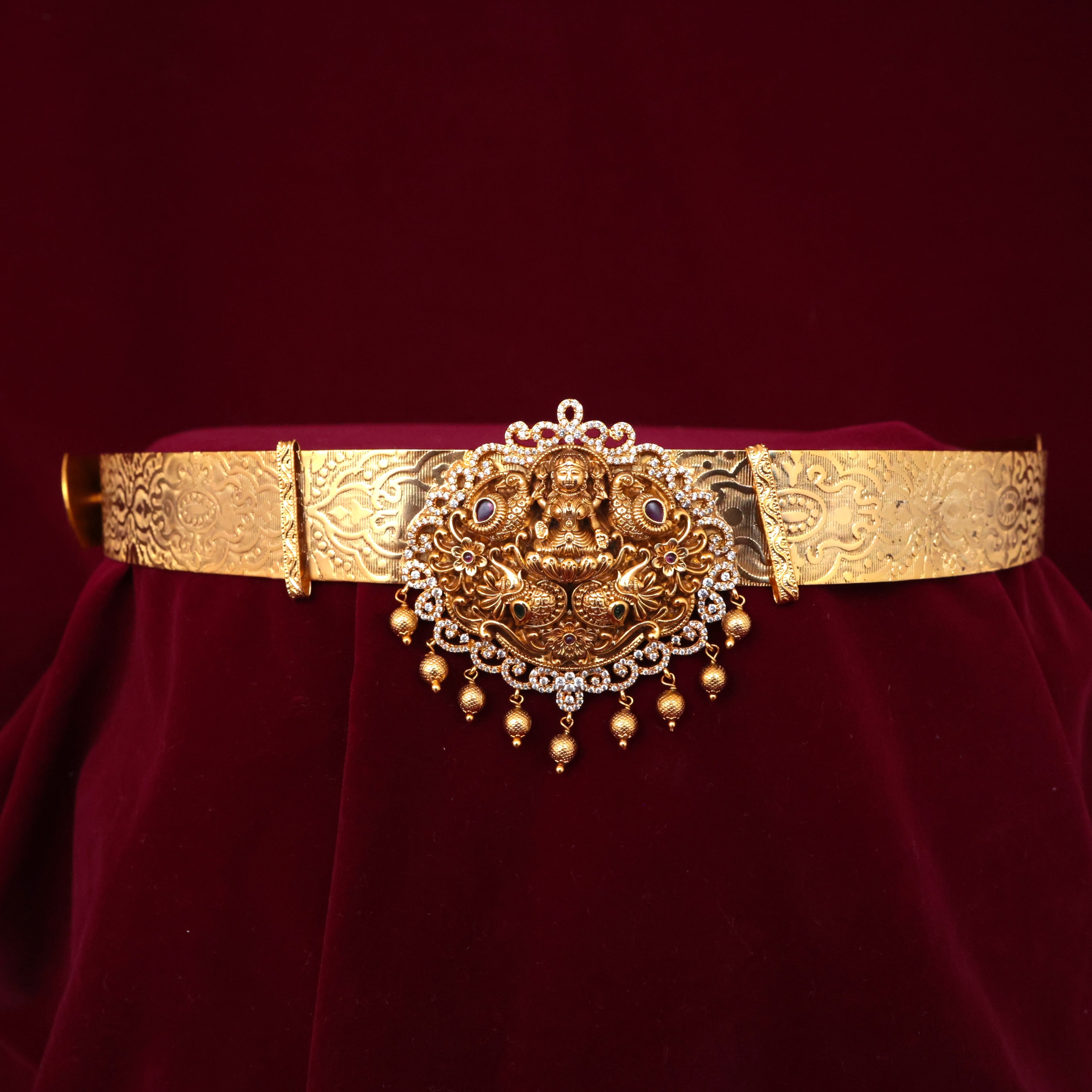 Diamond Look AD Nagas Lakshmi Pendant Bridal Hip Belt