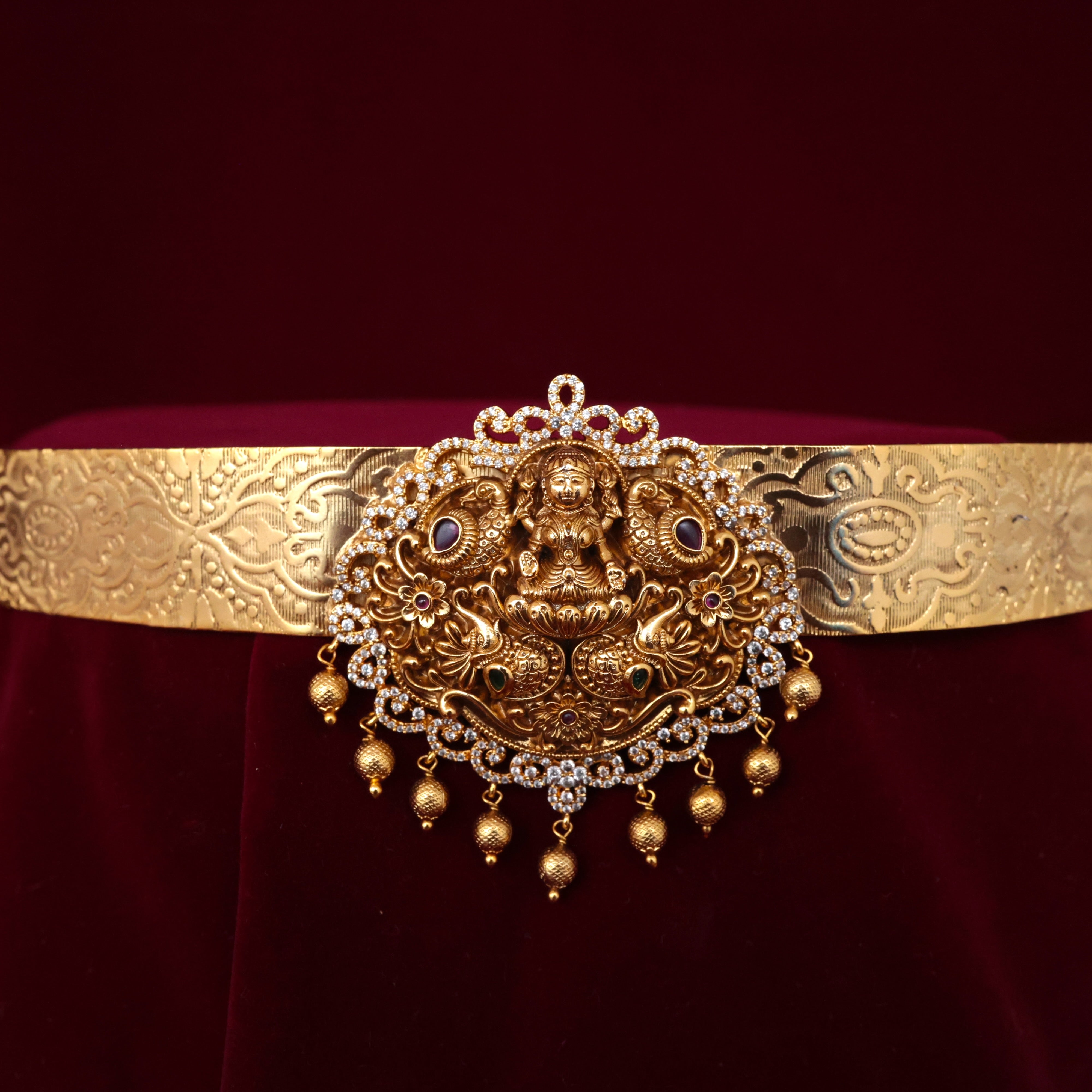 Diamond Look AD Nagas Lakshmi Pendant Bridal Hip Belt