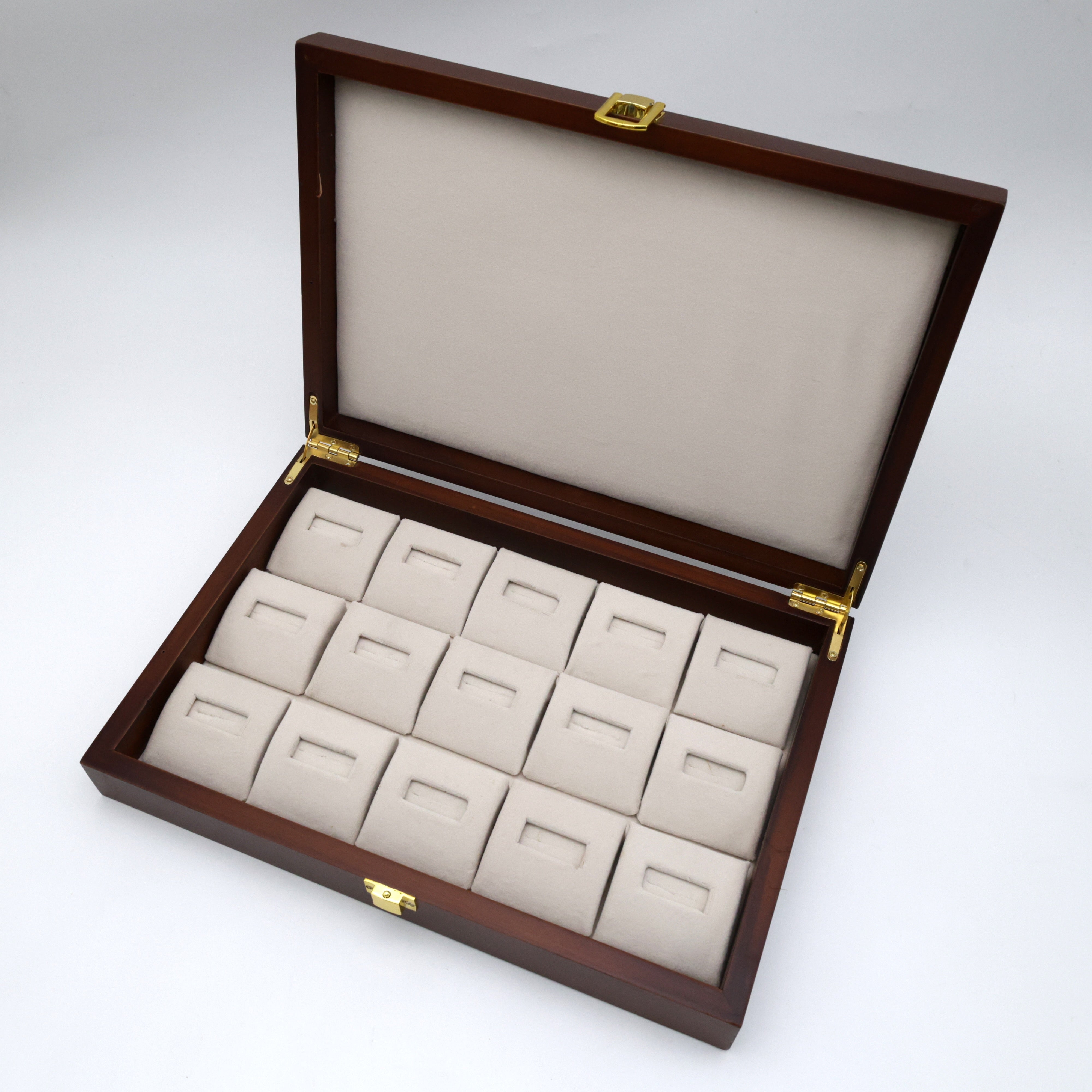 Premium Teak Wood 15 Slots Finger Ring Organiser