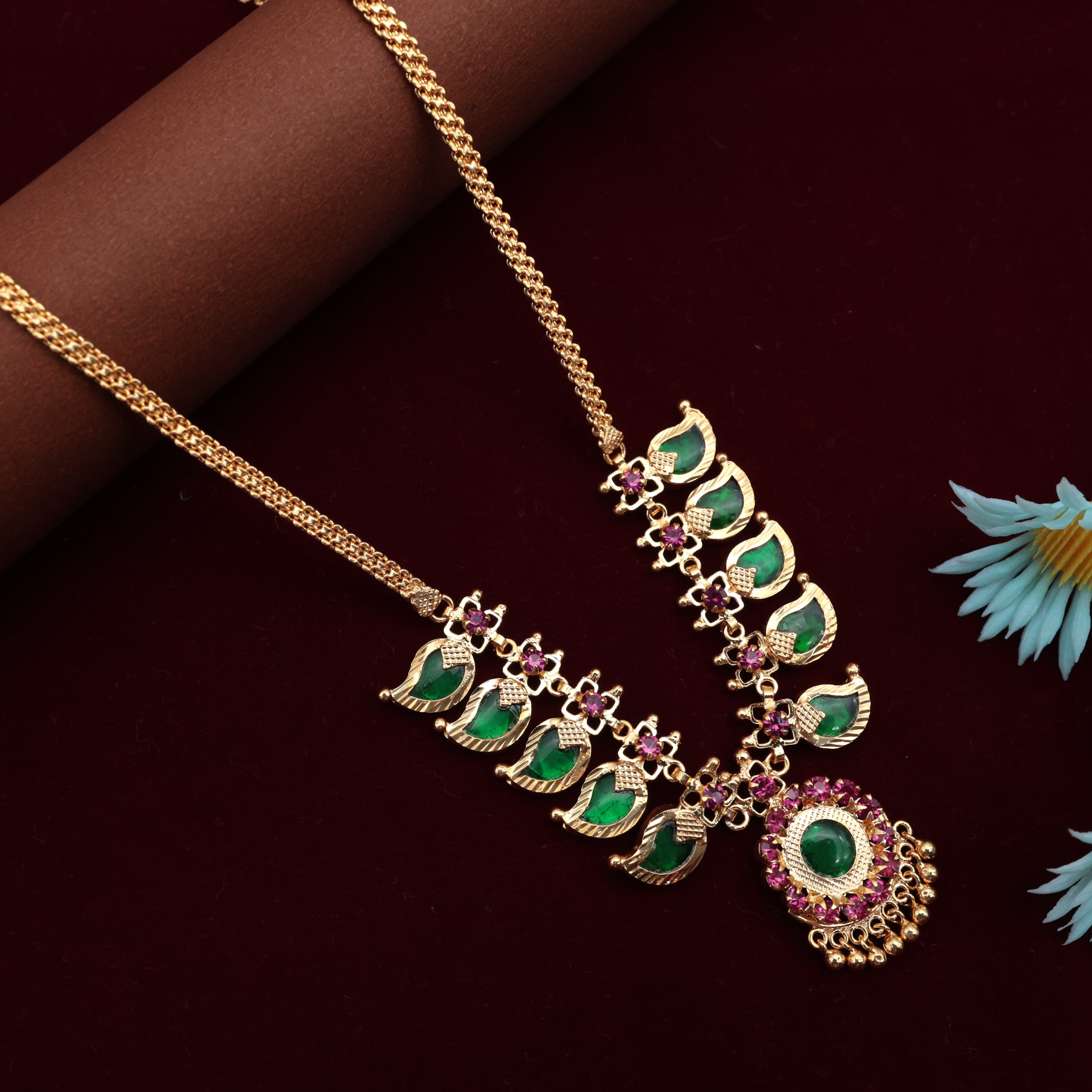 Real Gold Tone 5 Katta Palakka Maanga Necklace