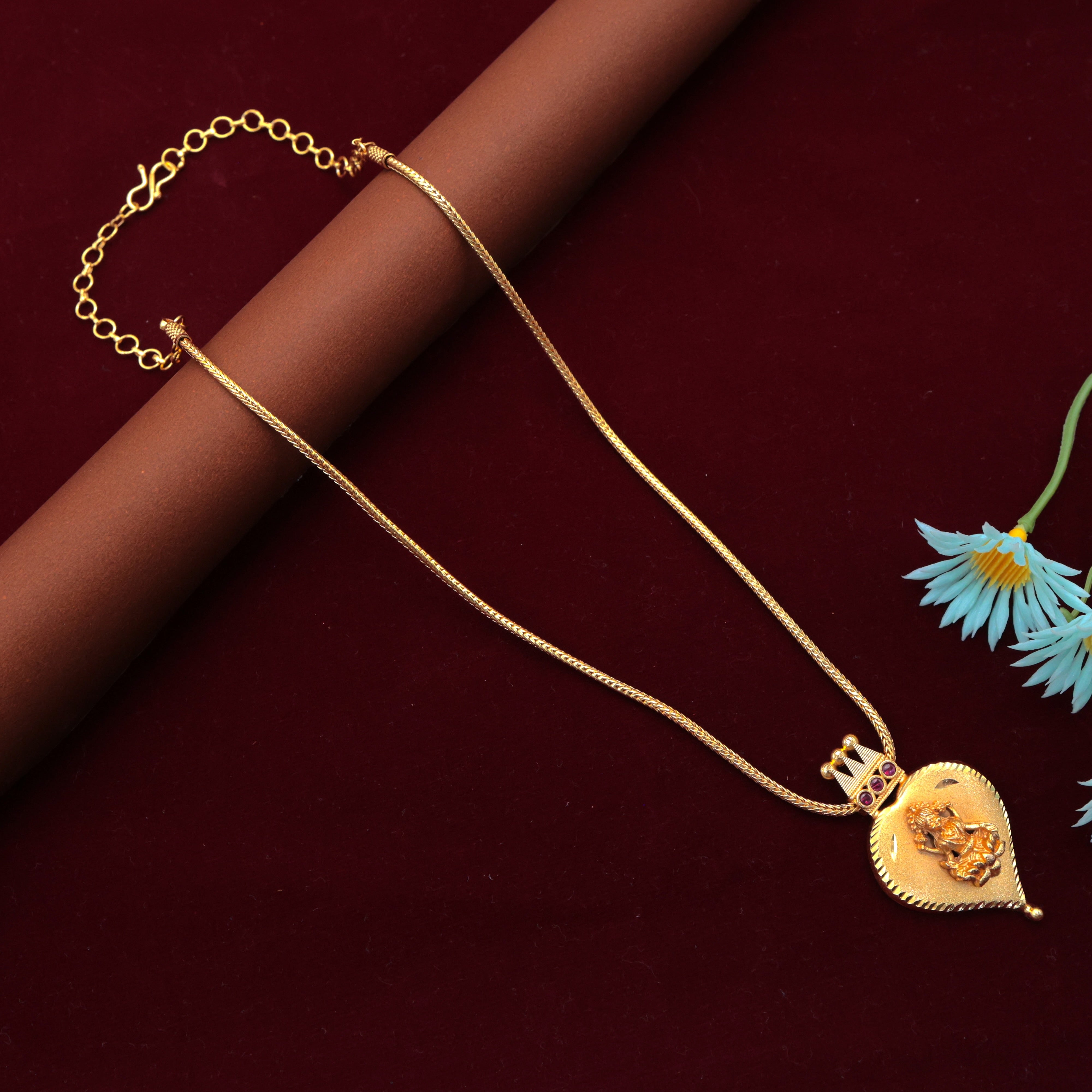 Real Gold Tone Matte Finish Alila Lakshmi Pendant Chain