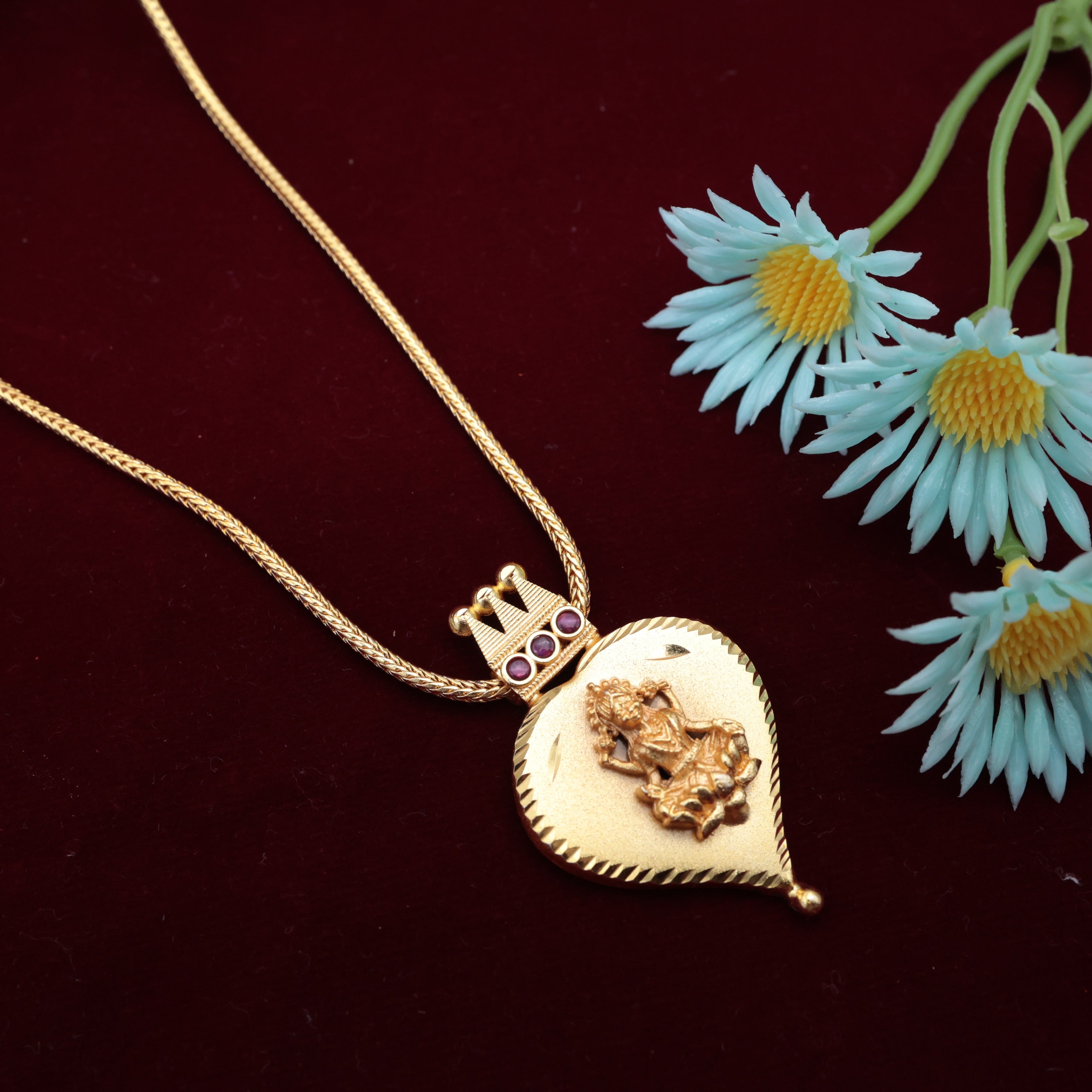 Real Gold Tone Matte Finish Alila Lakshmi Pendant Chain