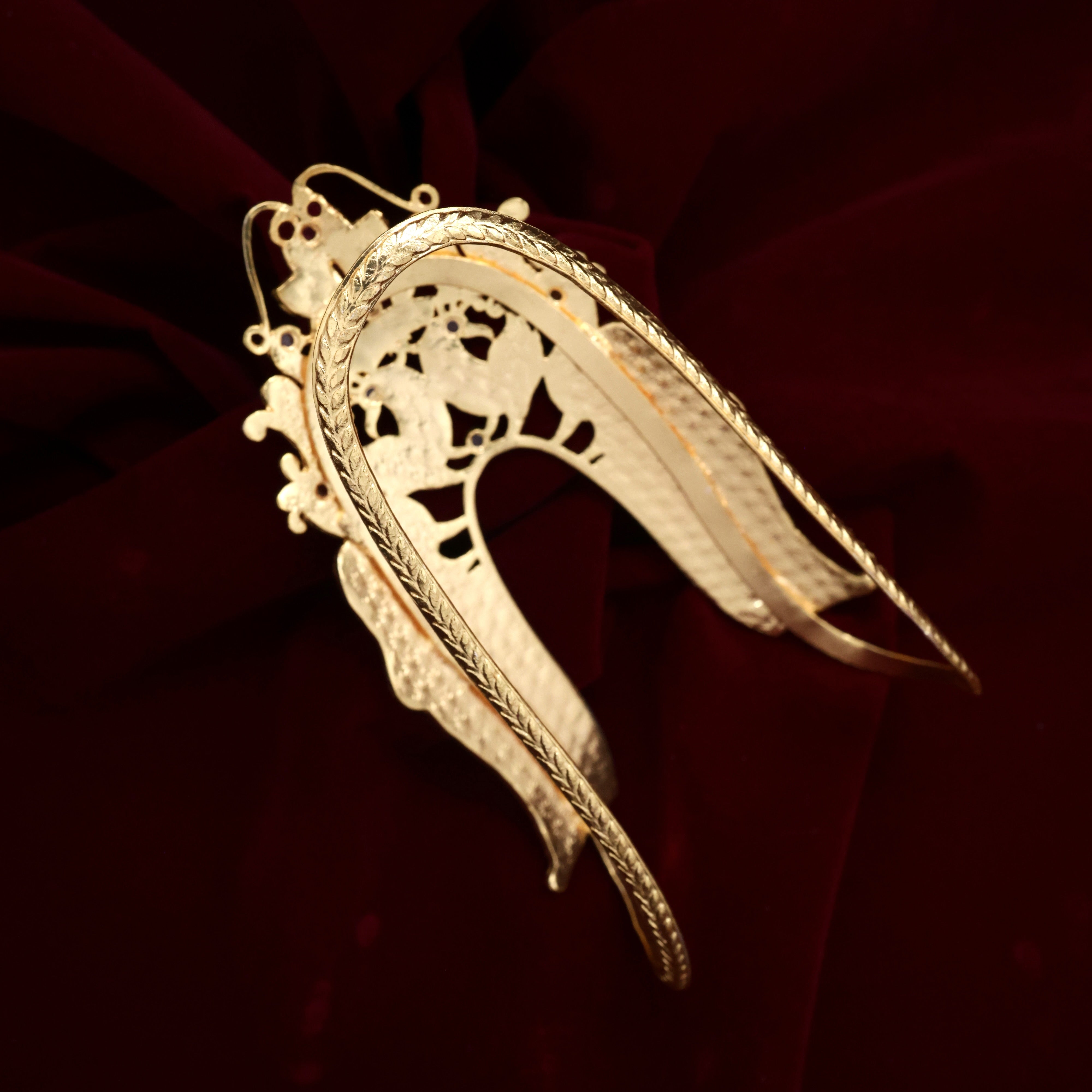 Vintage Style Gold Look Premium Kemp Rettapakshi Heritage Bridal Vanki - Single Vanki